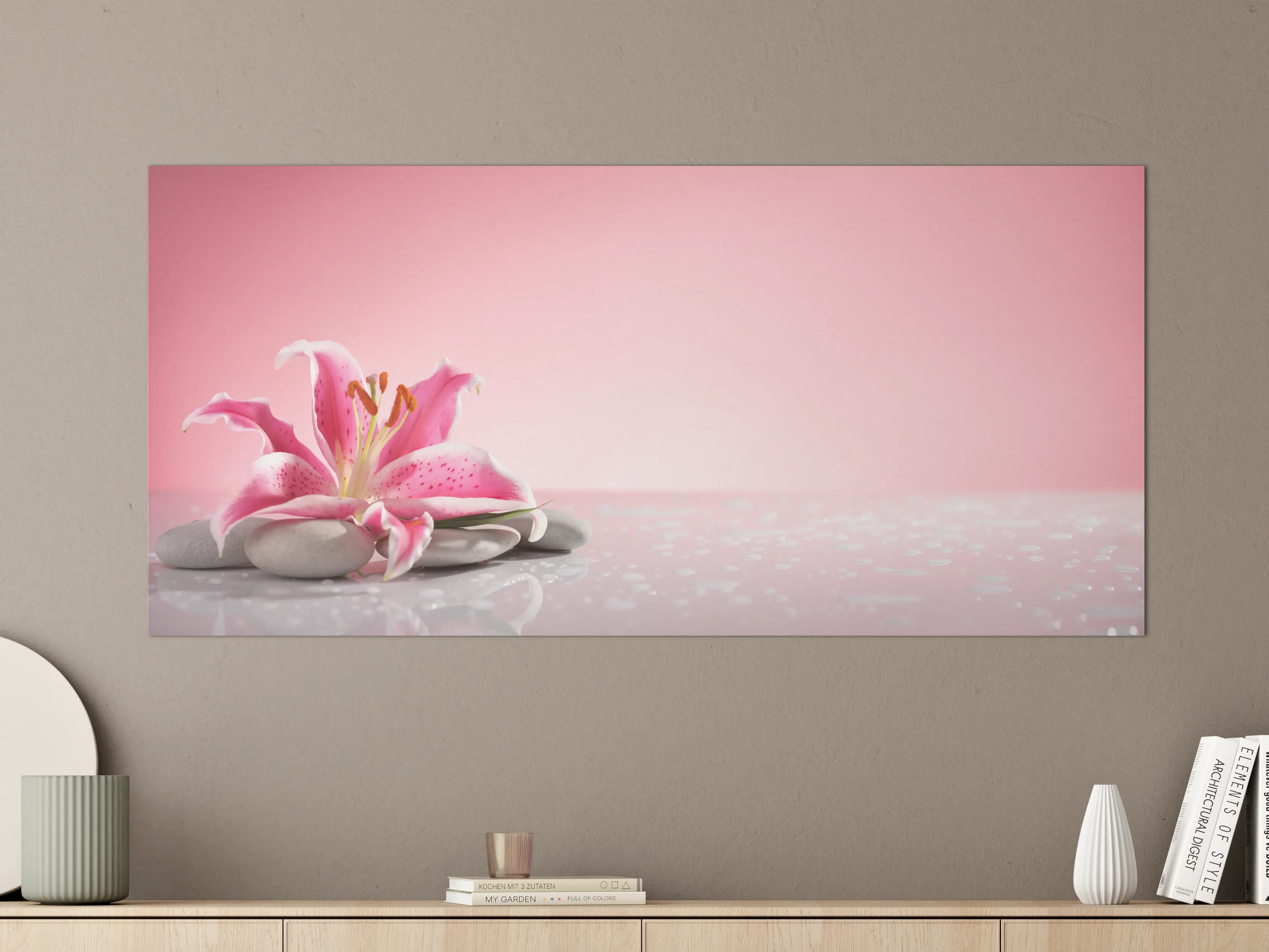 Große Wandbilder - Lilie und Massagesteine