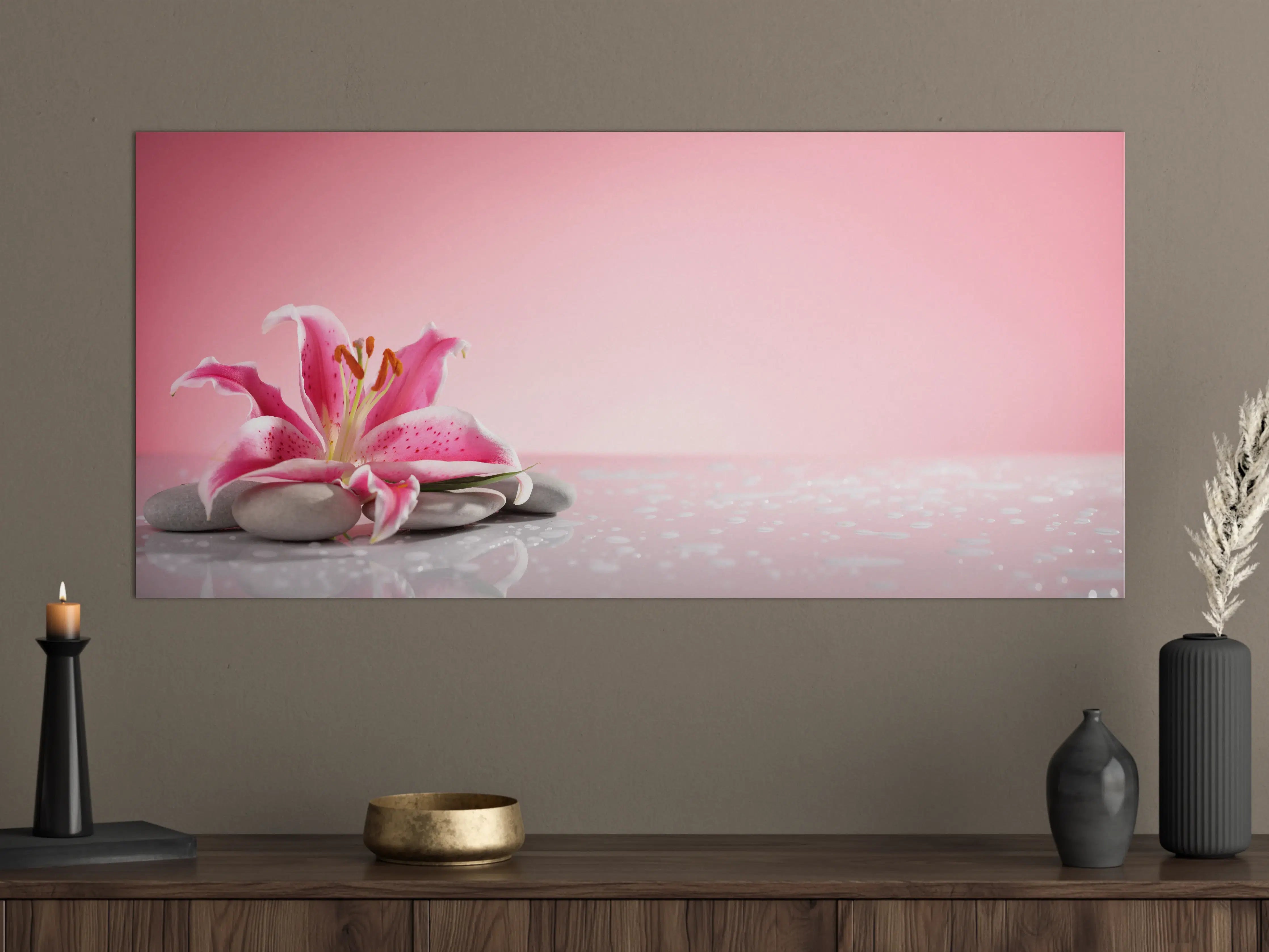Große Wandbilder - Lilie und Massagesteine