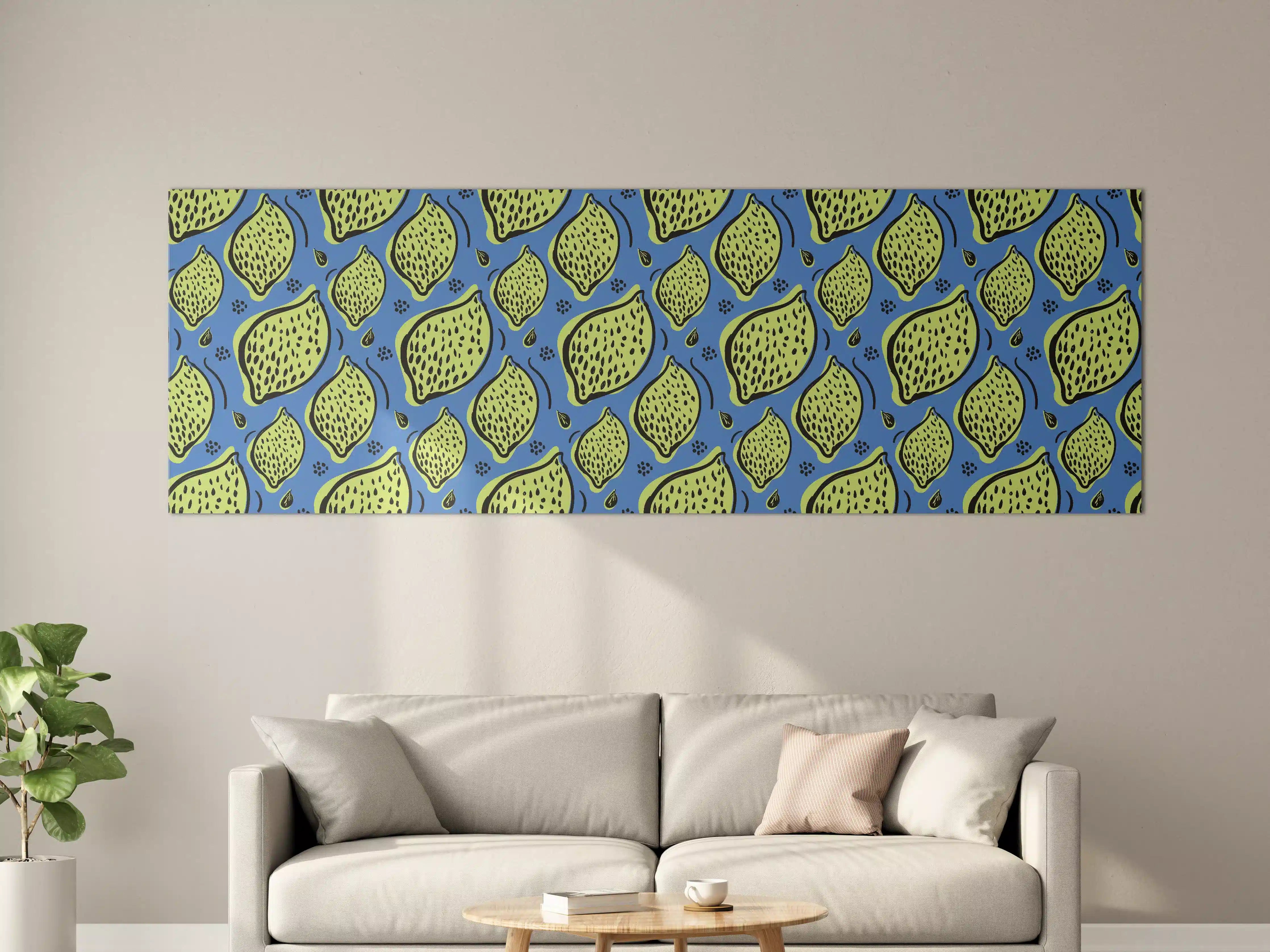 Große Wandbilder - Limetten-Muster Blau-Grün
