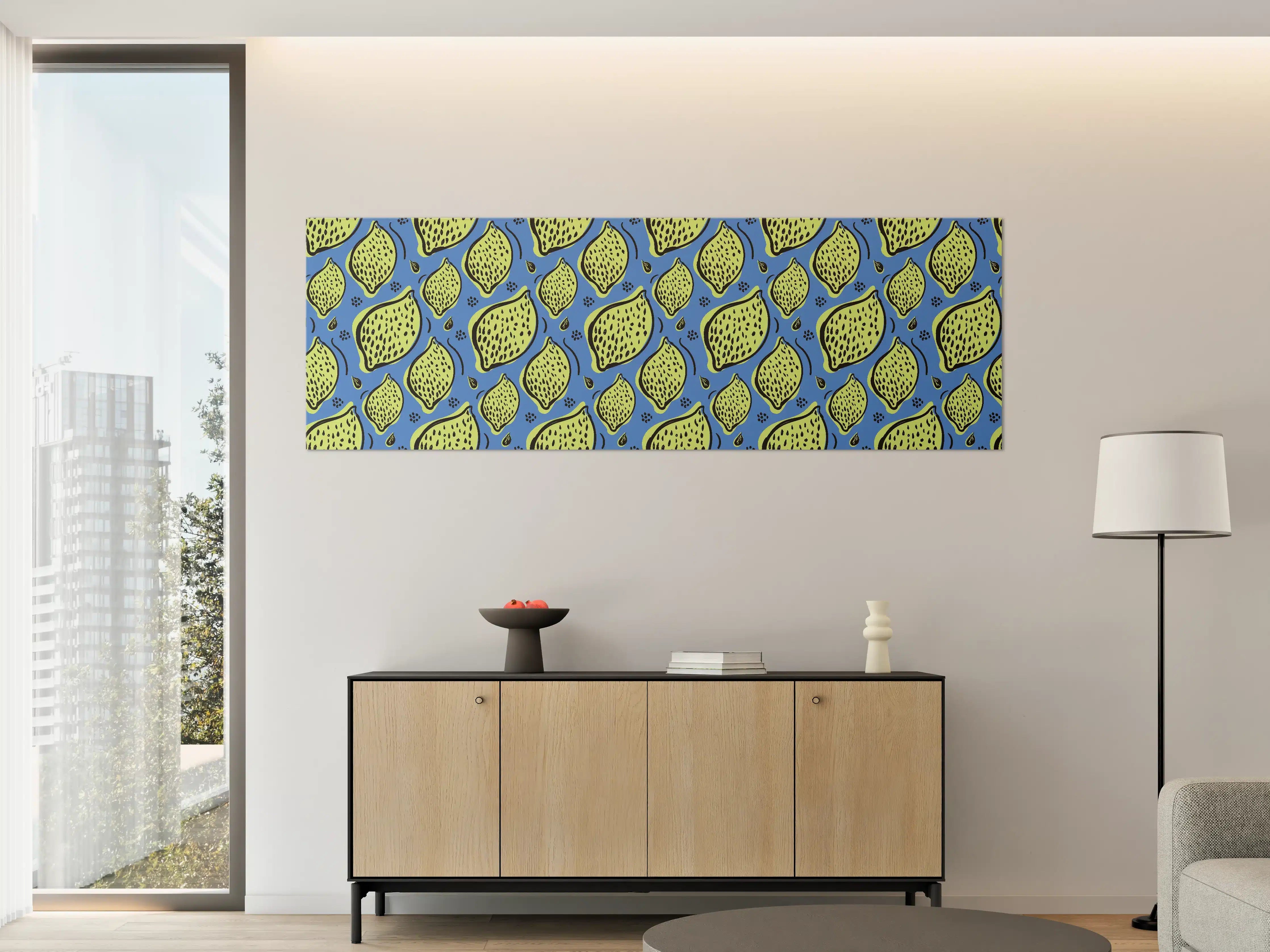 Große Wandbilder - Limetten-Muster Blau-Grün