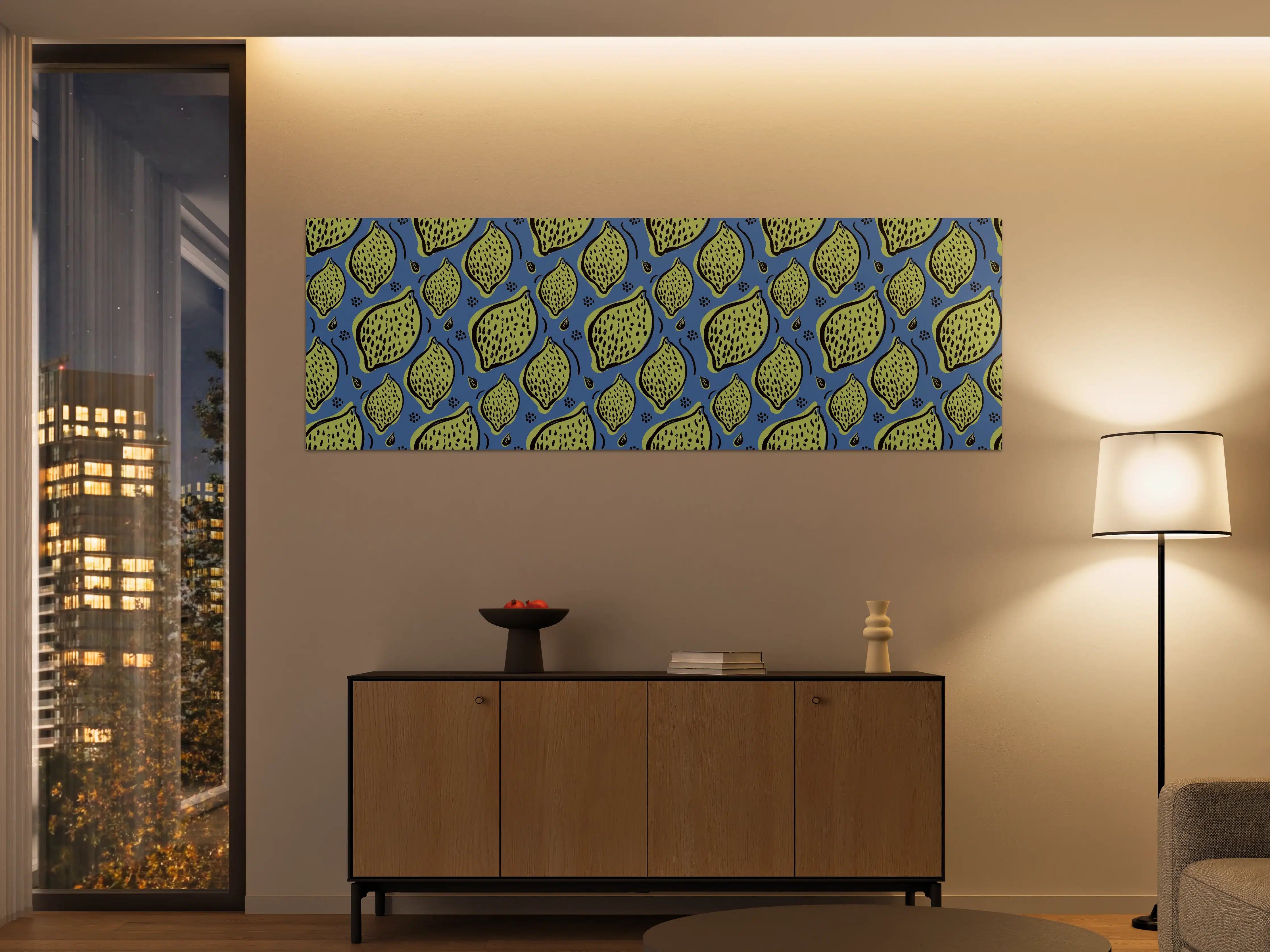 Große Wandbilder - Limetten-Muster Blau-Grün