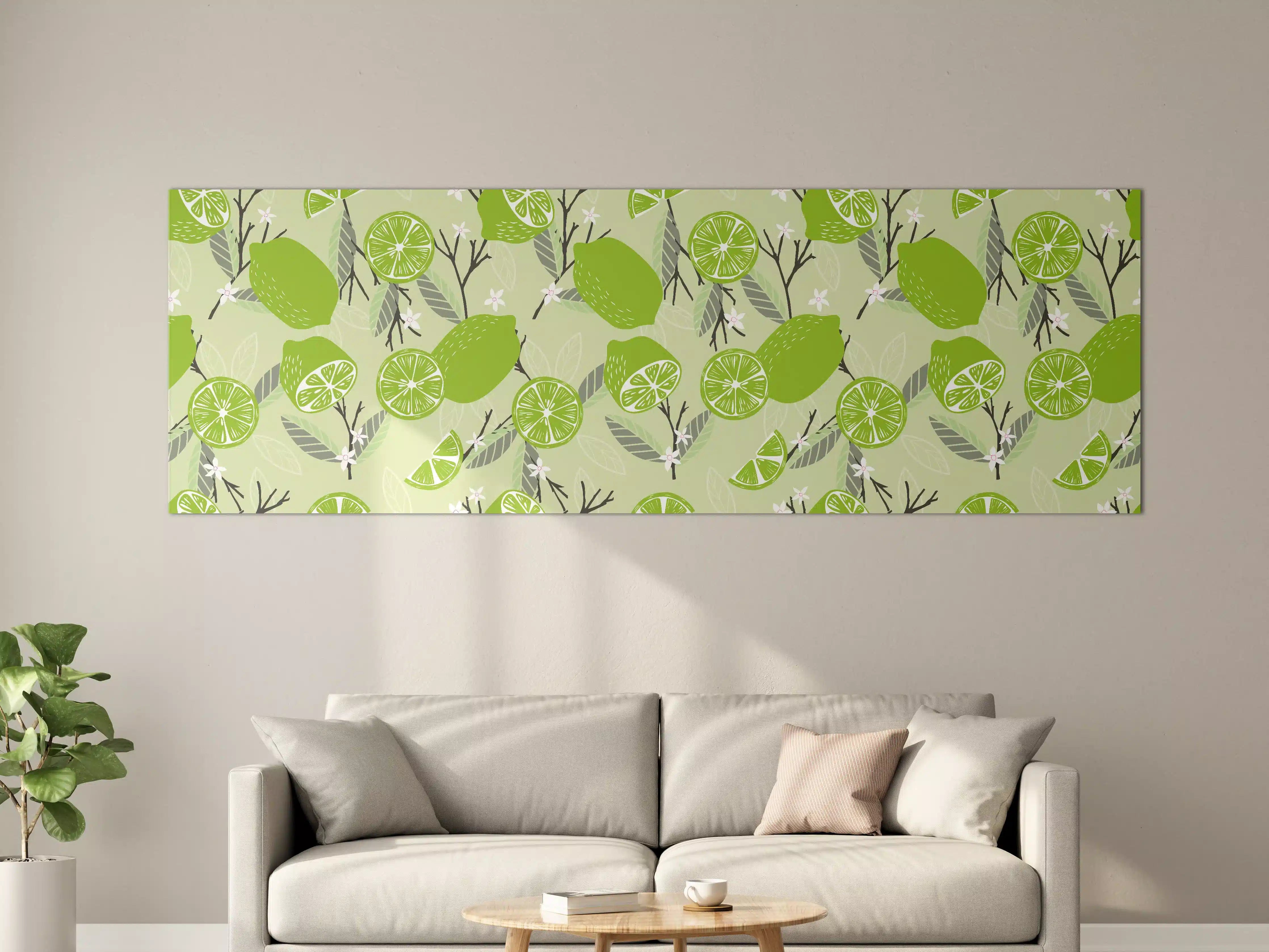 Große Wandbilder - Limetten-Muster Fruchtige Frische