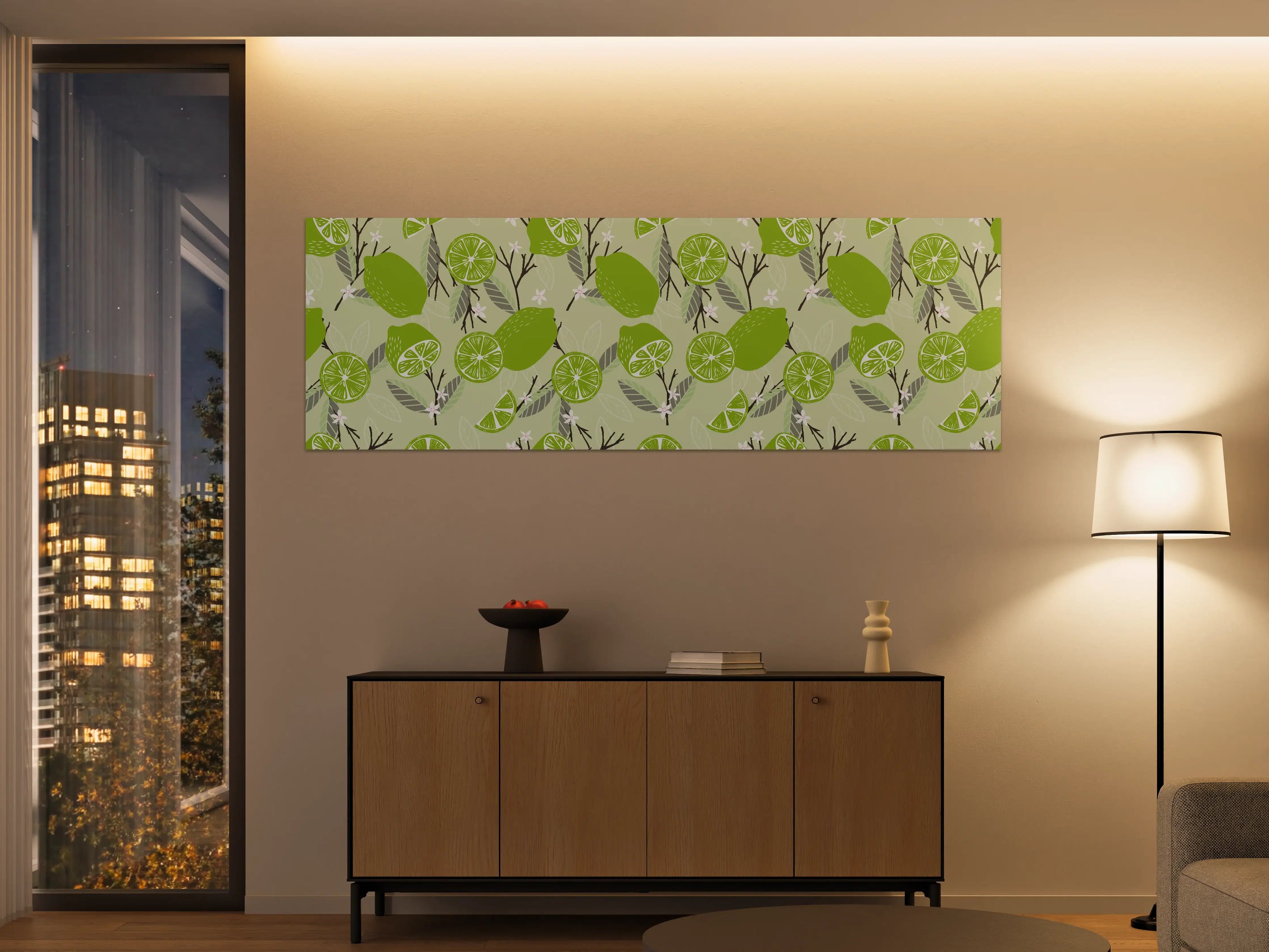 Große Wandbilder - Limetten-Muster Fruchtige Frische