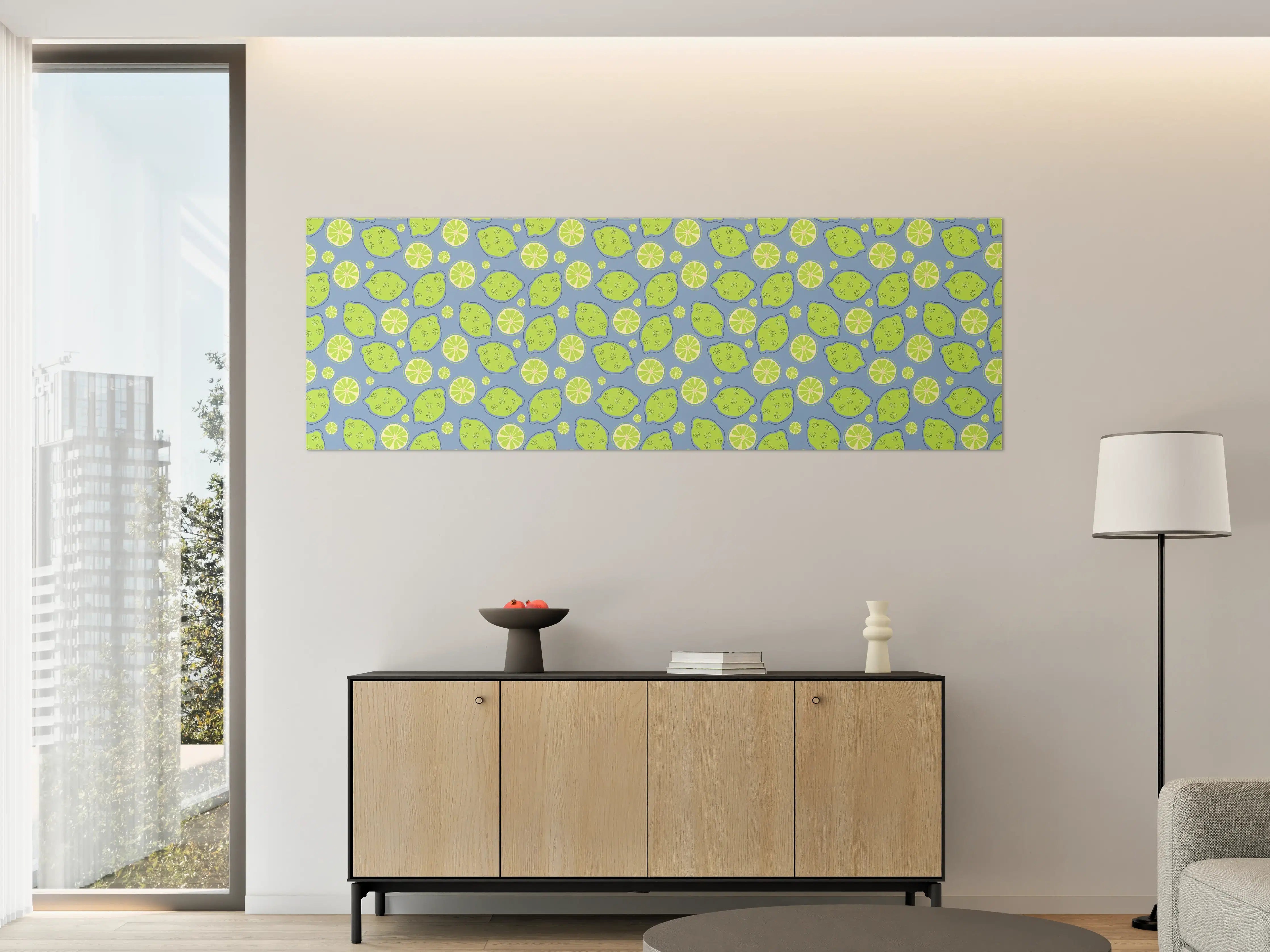 Große Wandbilder - Limetten-Muster Grün-Blau