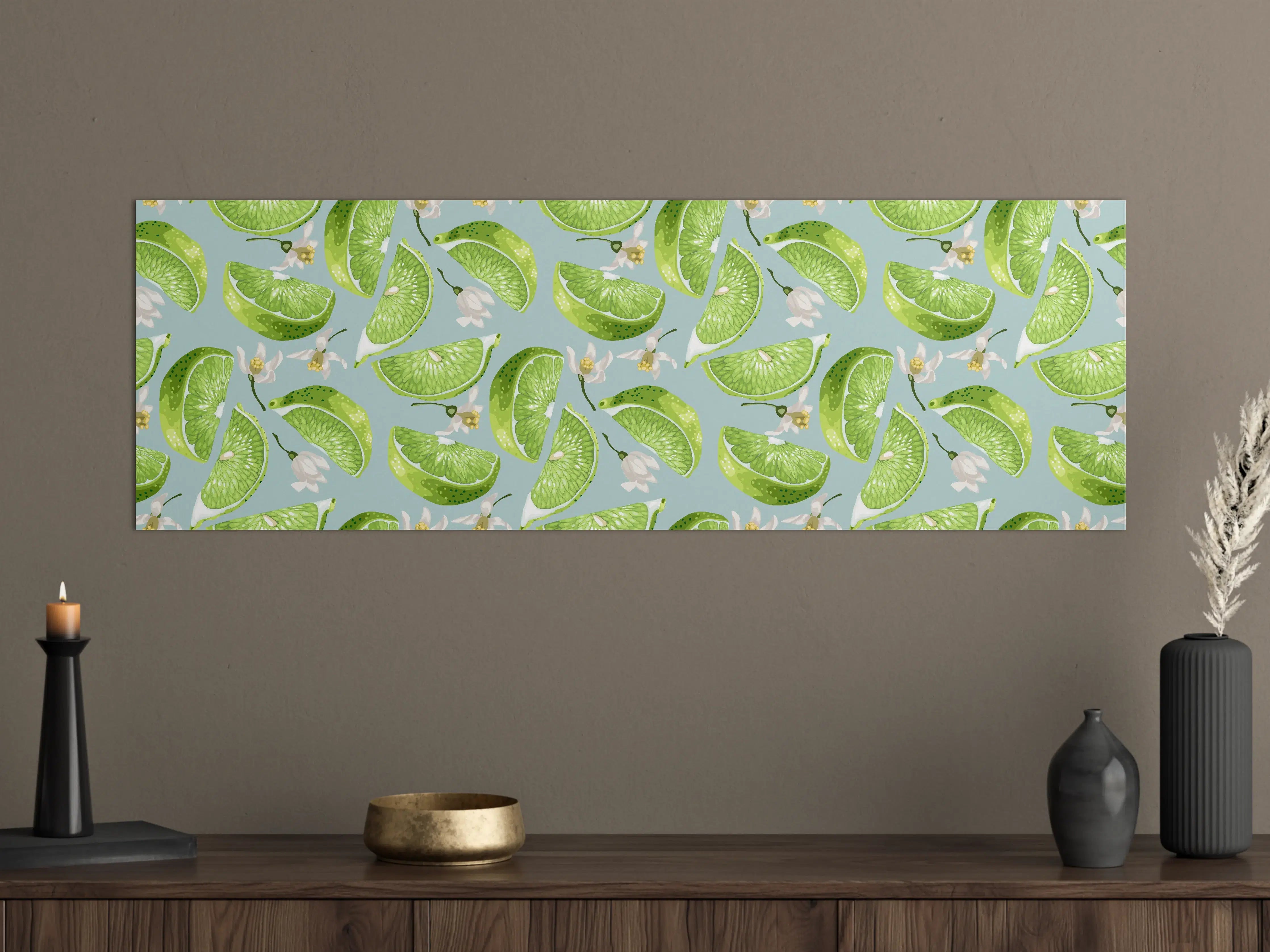 Große Wandbilder - Limetten-Muster Grün-Türkis