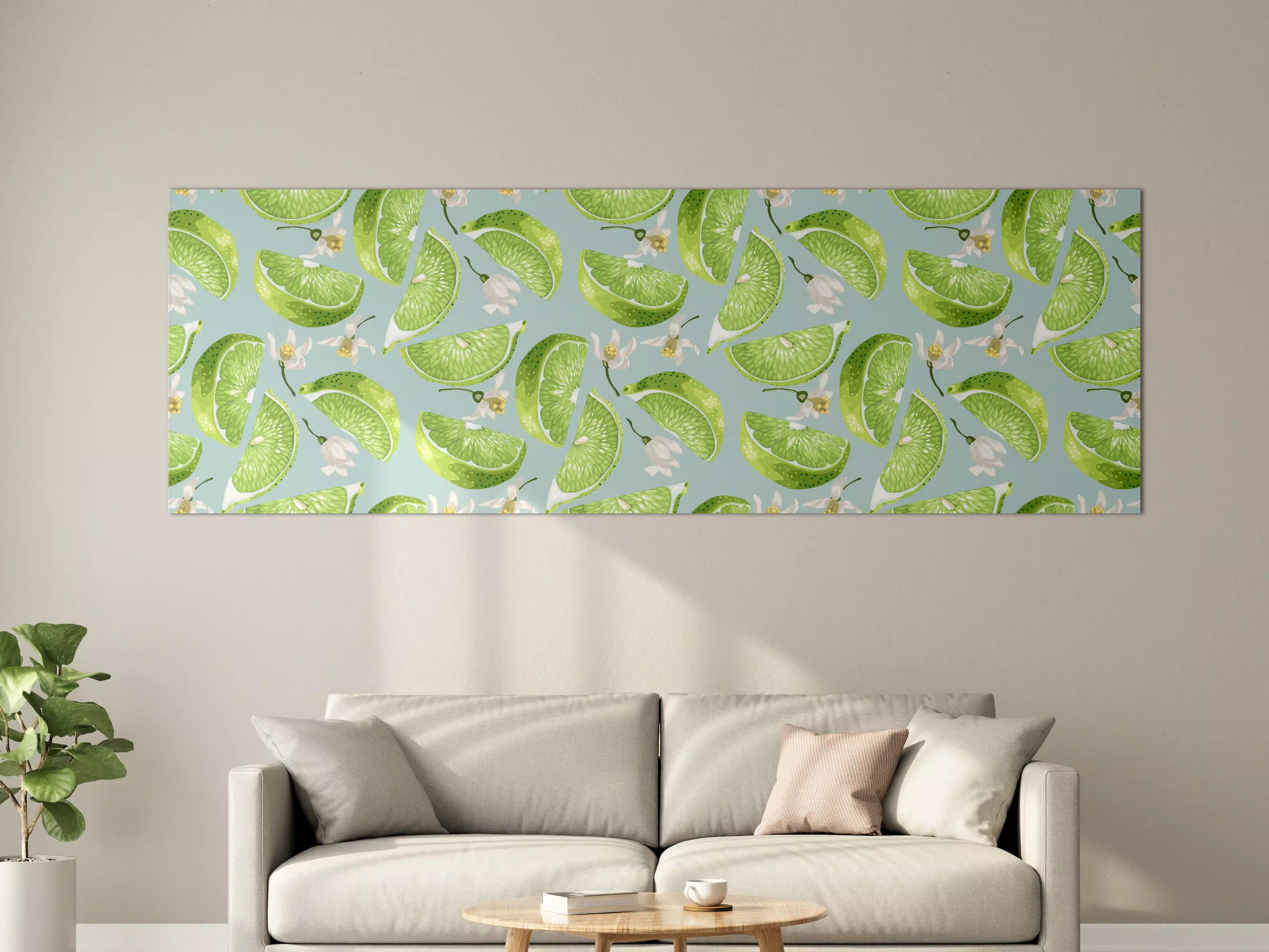 Große Wandbilder - Limetten-Muster Grün-Türkis