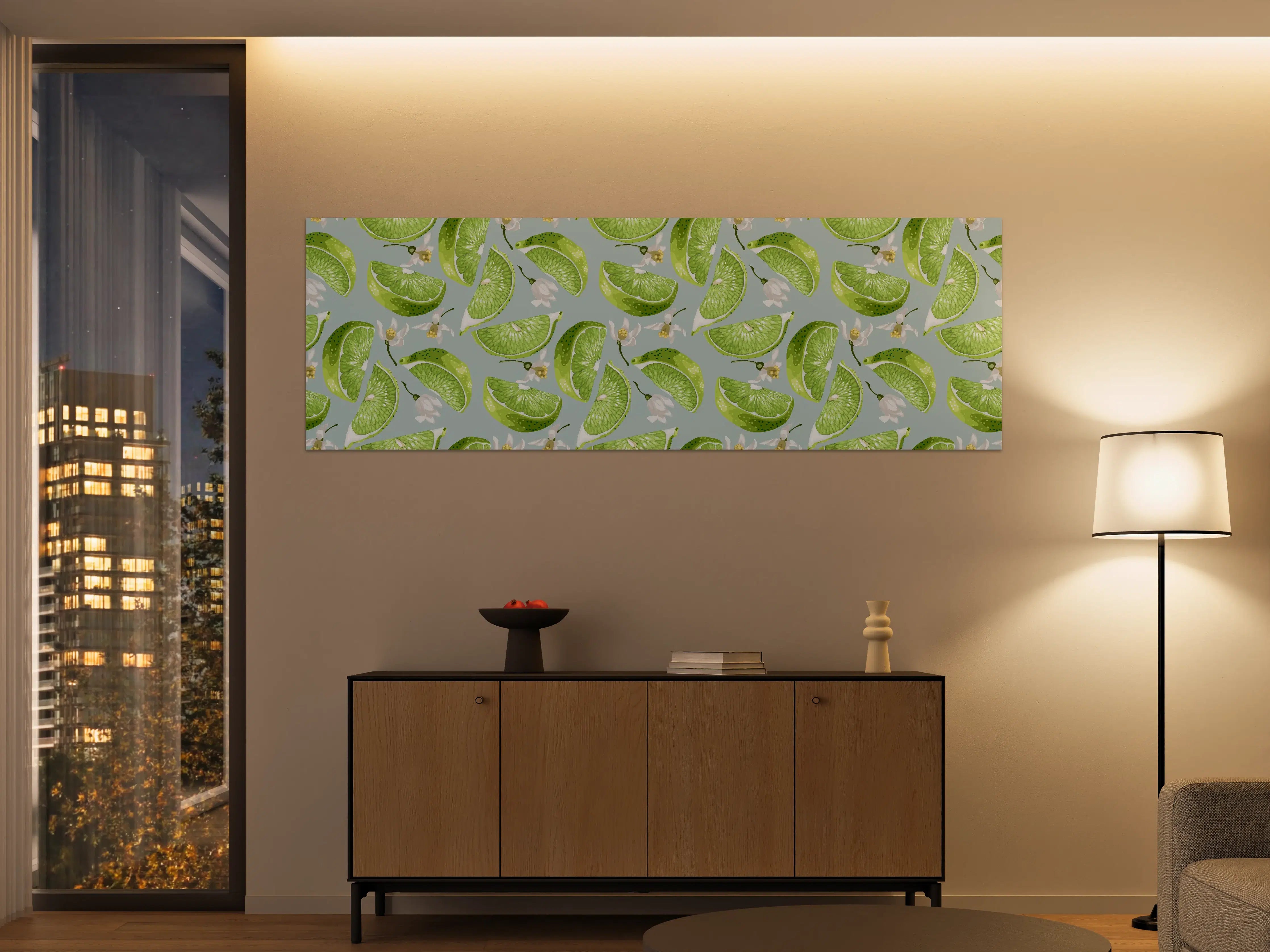 Große Wandbilder - Limetten-Muster Grün-Türkis