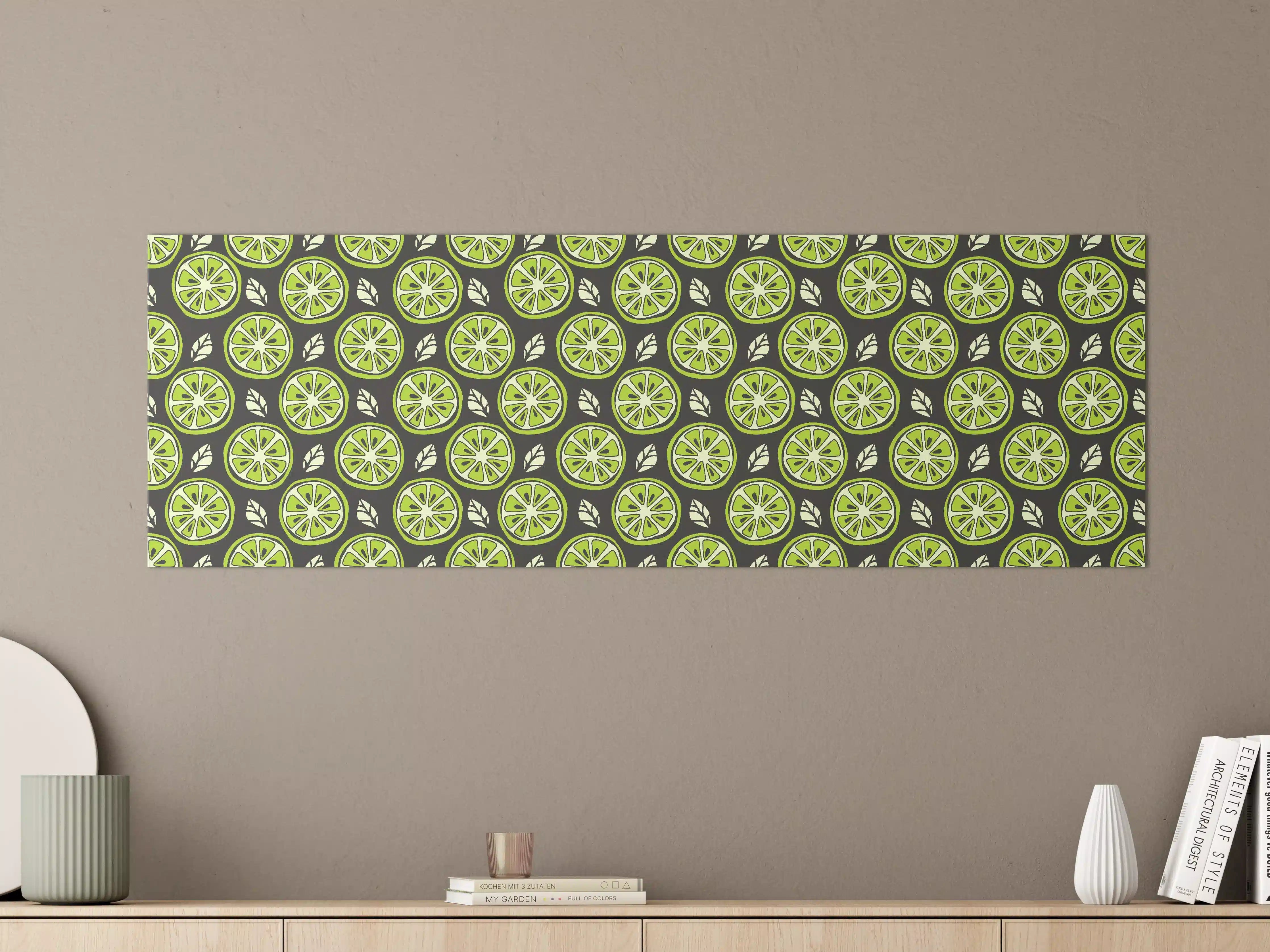 Große Wandbilder - Limetten-Scheiben Citrus-Muster Grün
