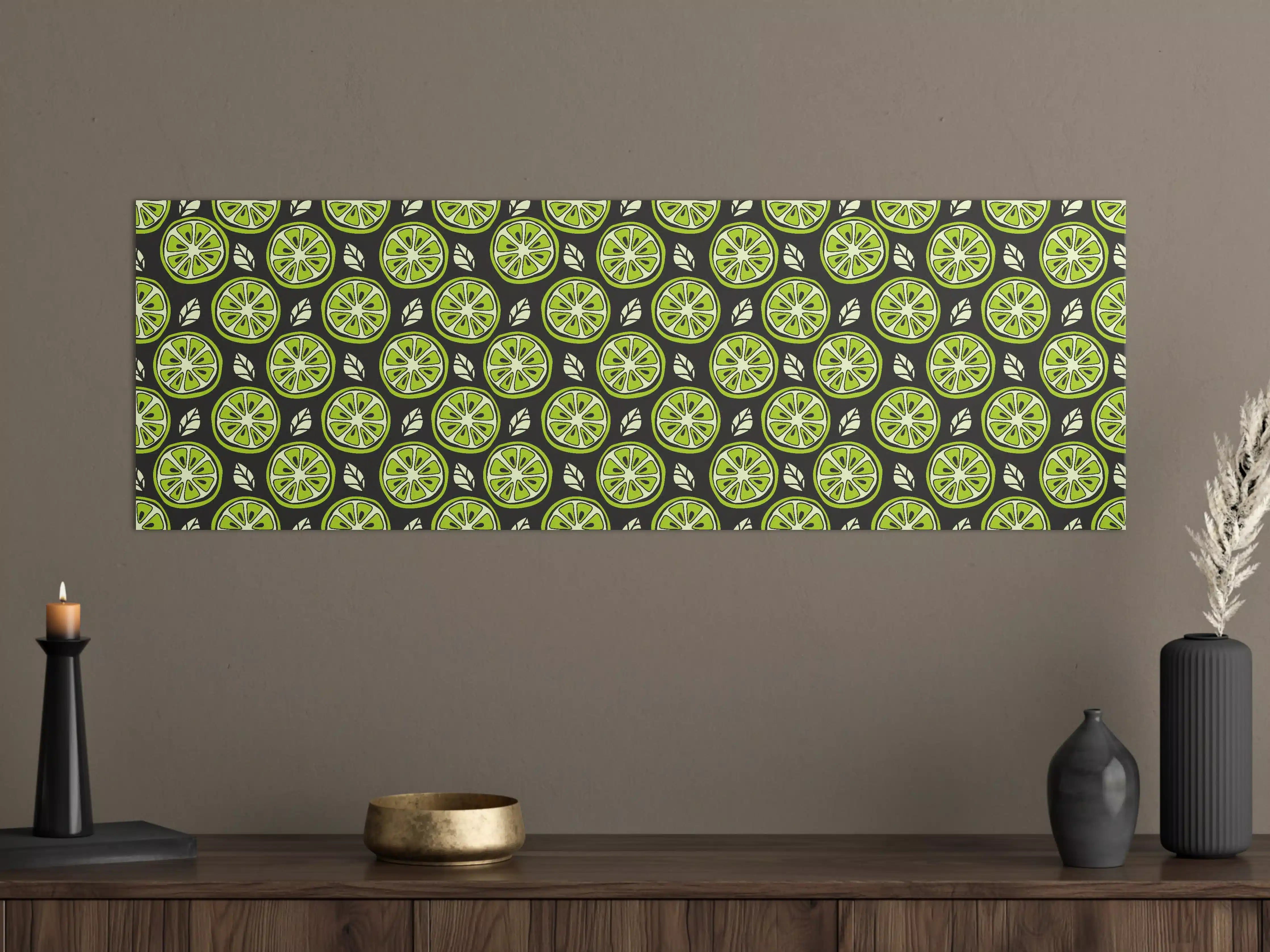 Große Wandbilder - Limetten-Scheiben Citrus-Muster Grün