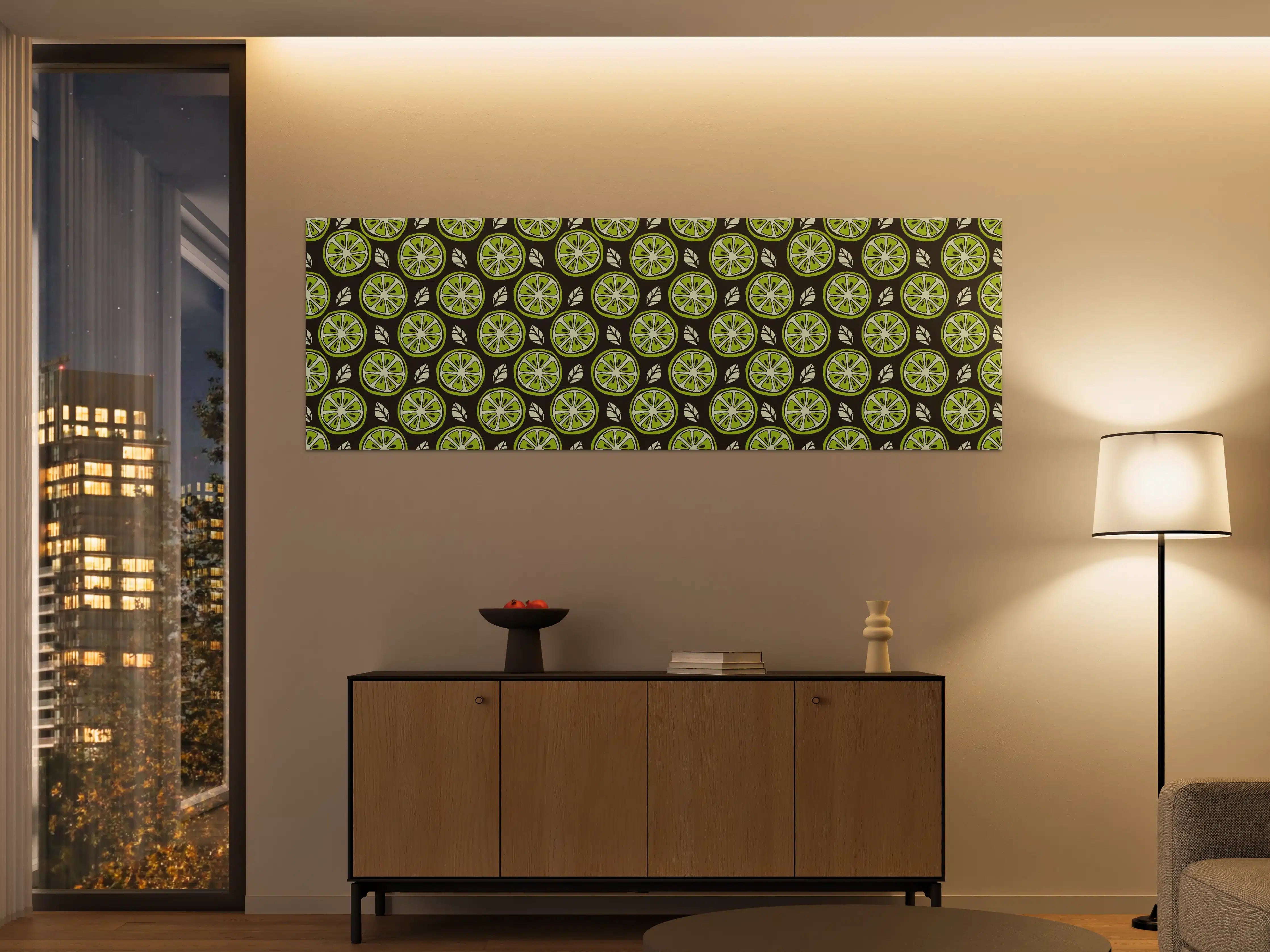 Große Wandbilder - Limetten-Scheiben Citrus-Muster Grün