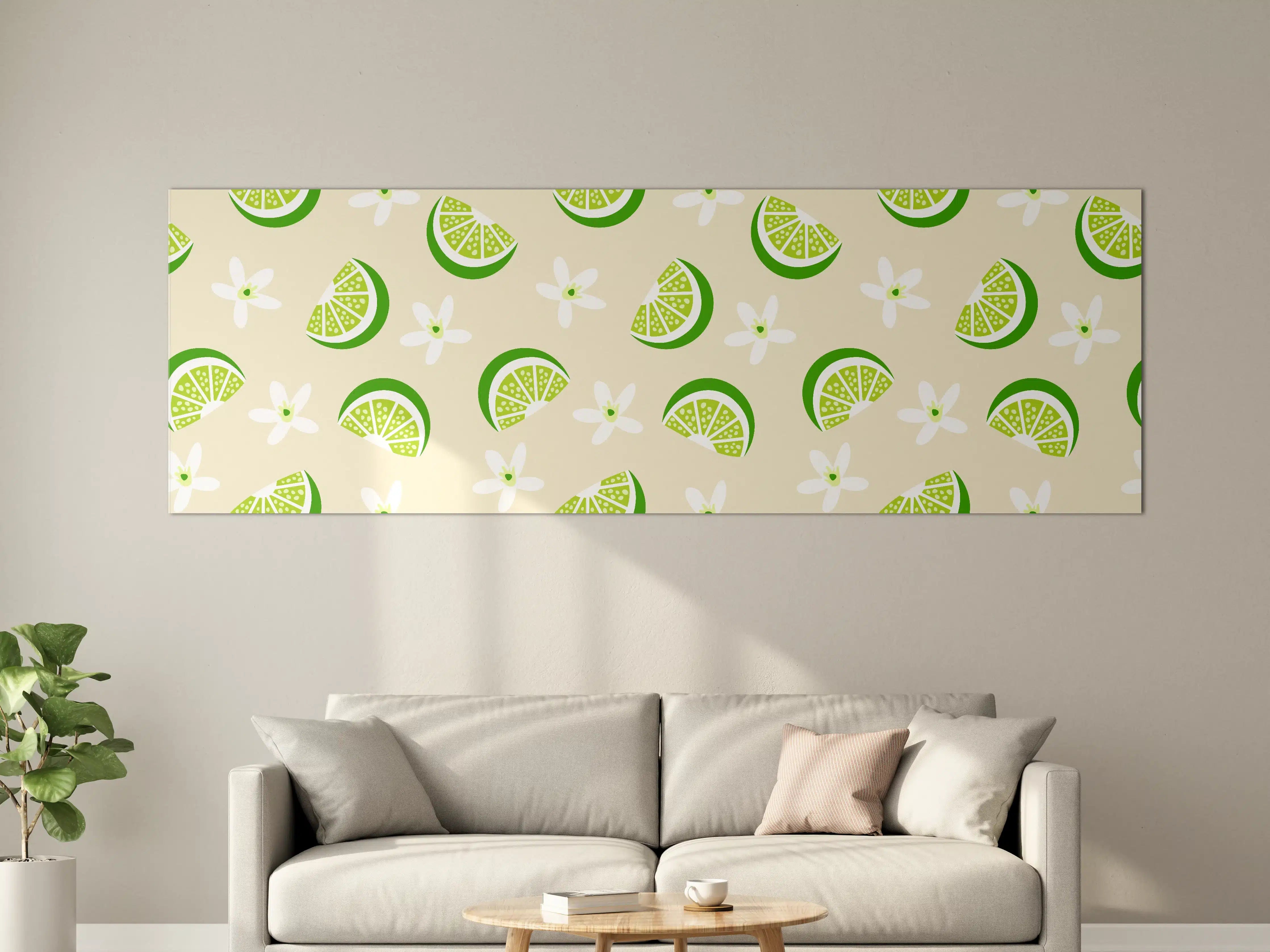 Große Wandbilder - Limetten-Scheiben Muster Beige-Grün