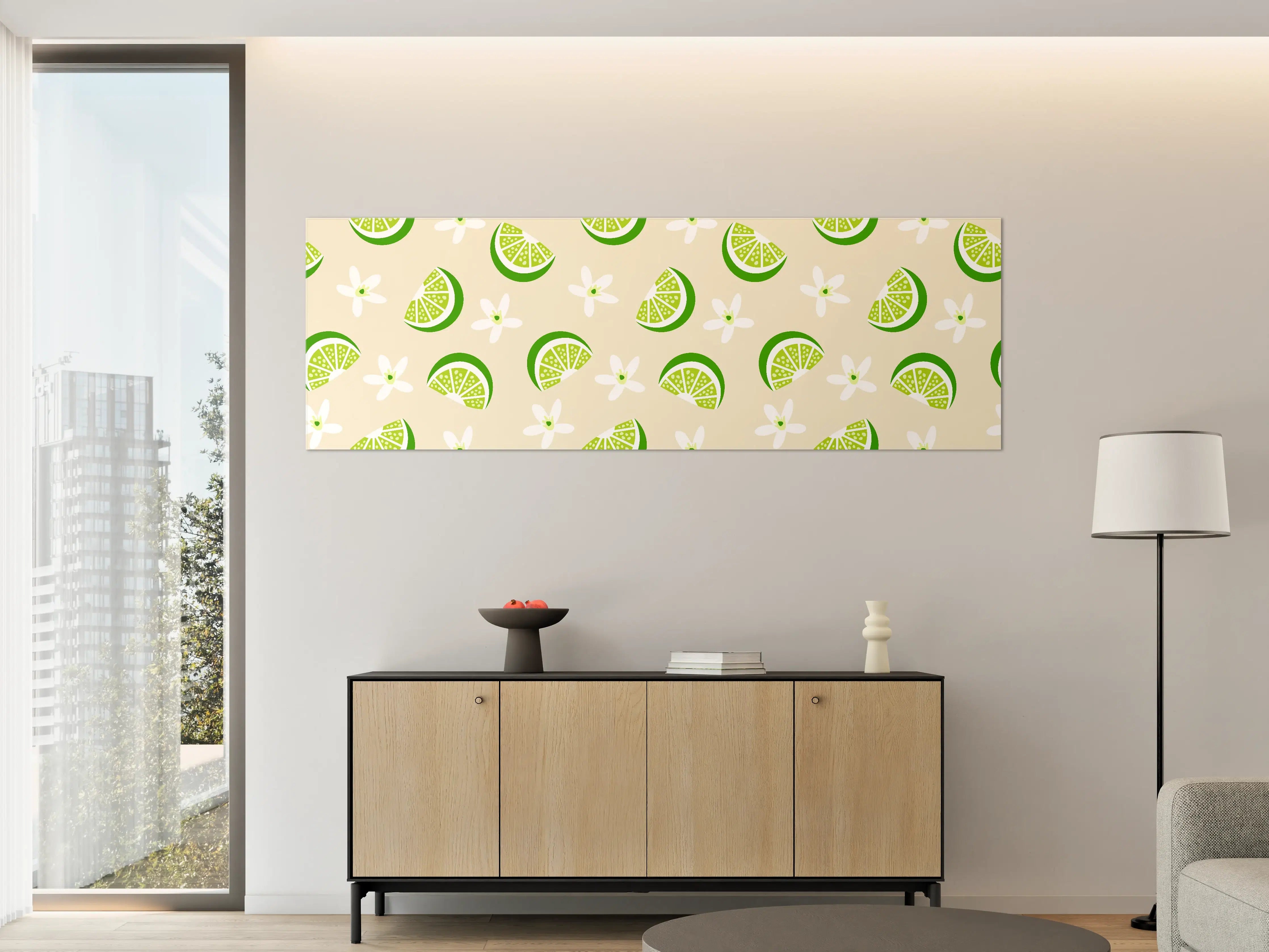 Große Wandbilder - Limetten-Scheiben Muster Beige-Grün