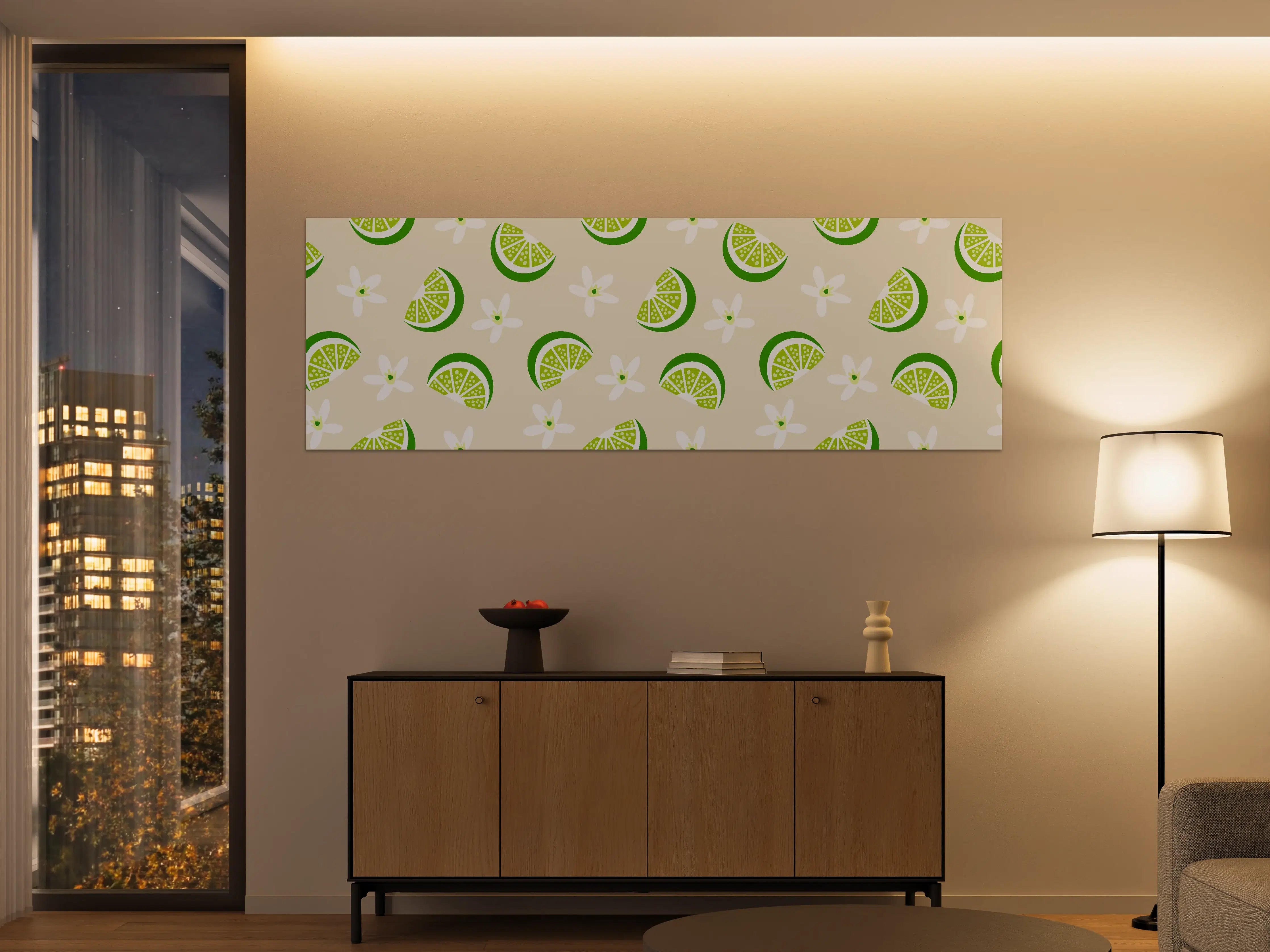 Große Wandbilder - Limetten-Scheiben Muster Beige-Grün