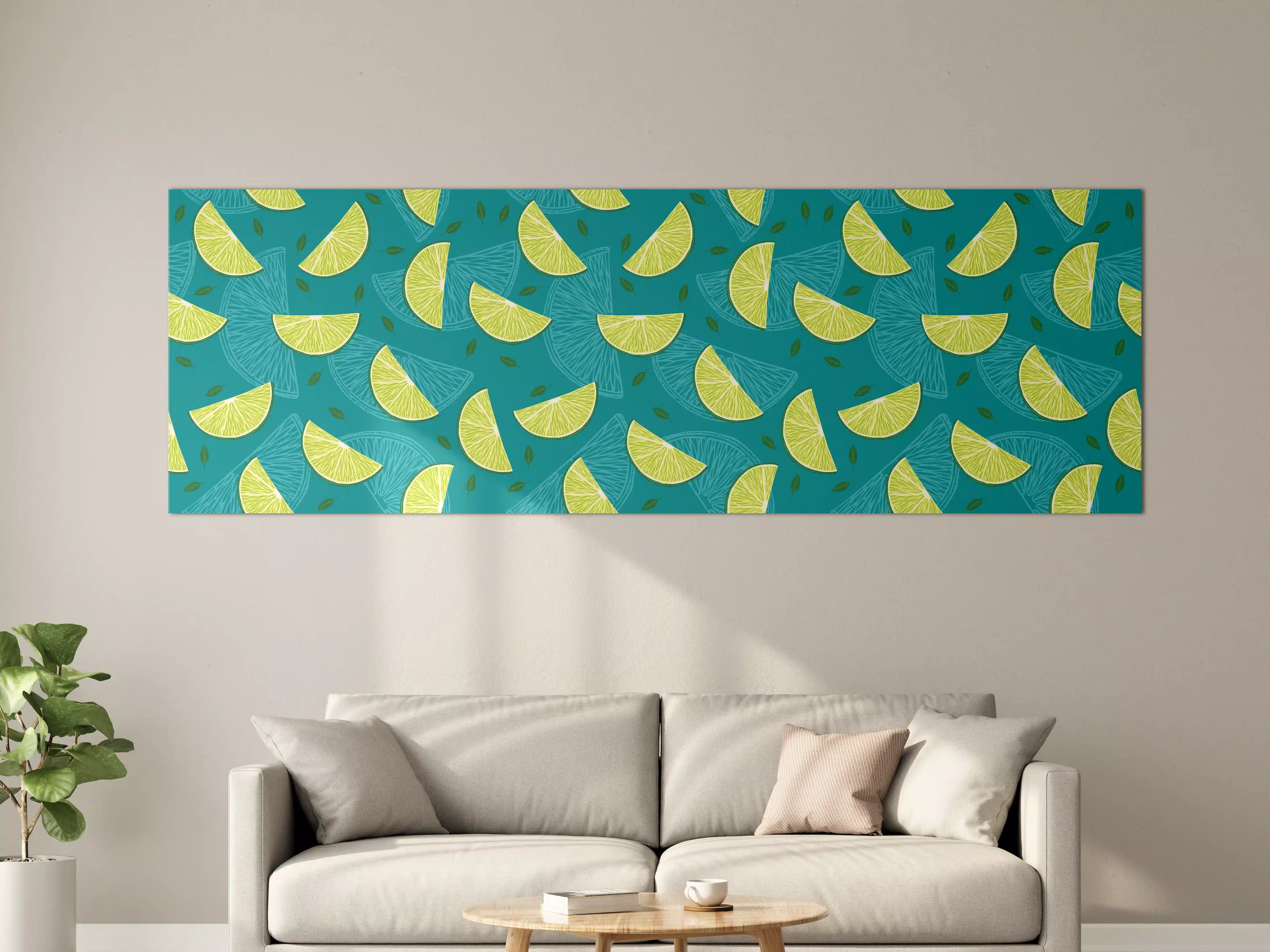Große Wandbilder - Limettenmuster Türkis-Grün