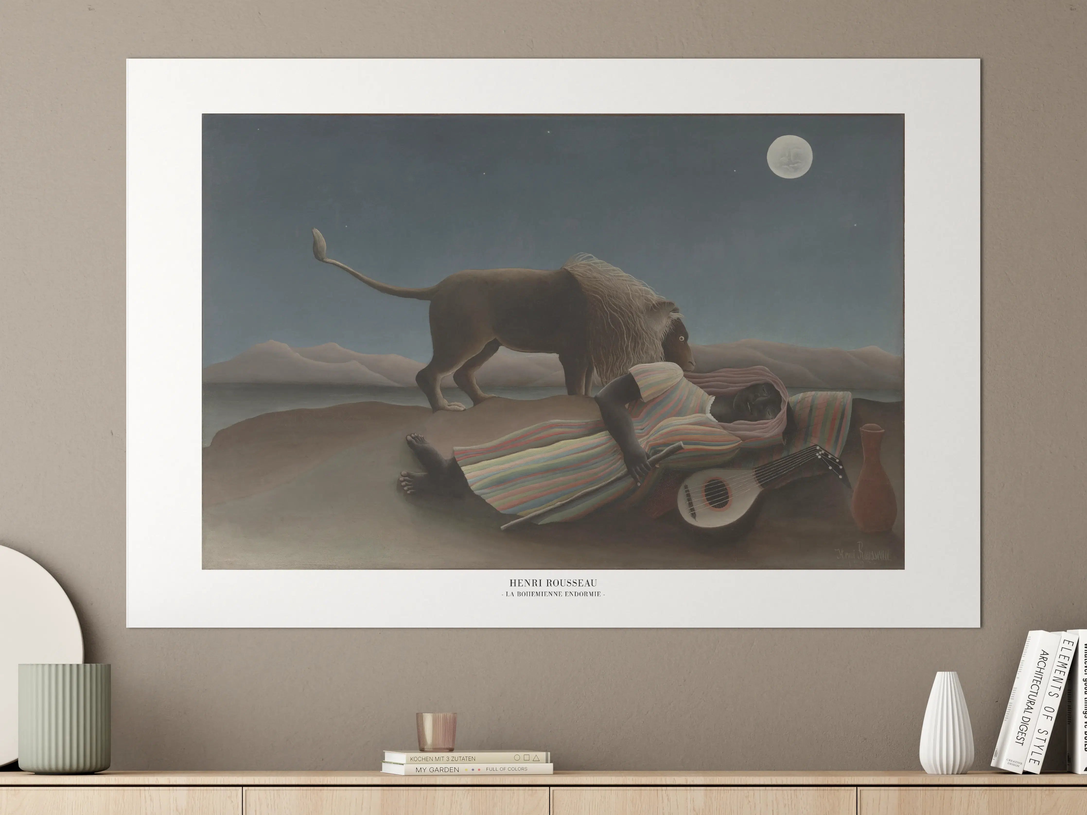 Große Wandbilder - Löwe bei Vollmondnacht