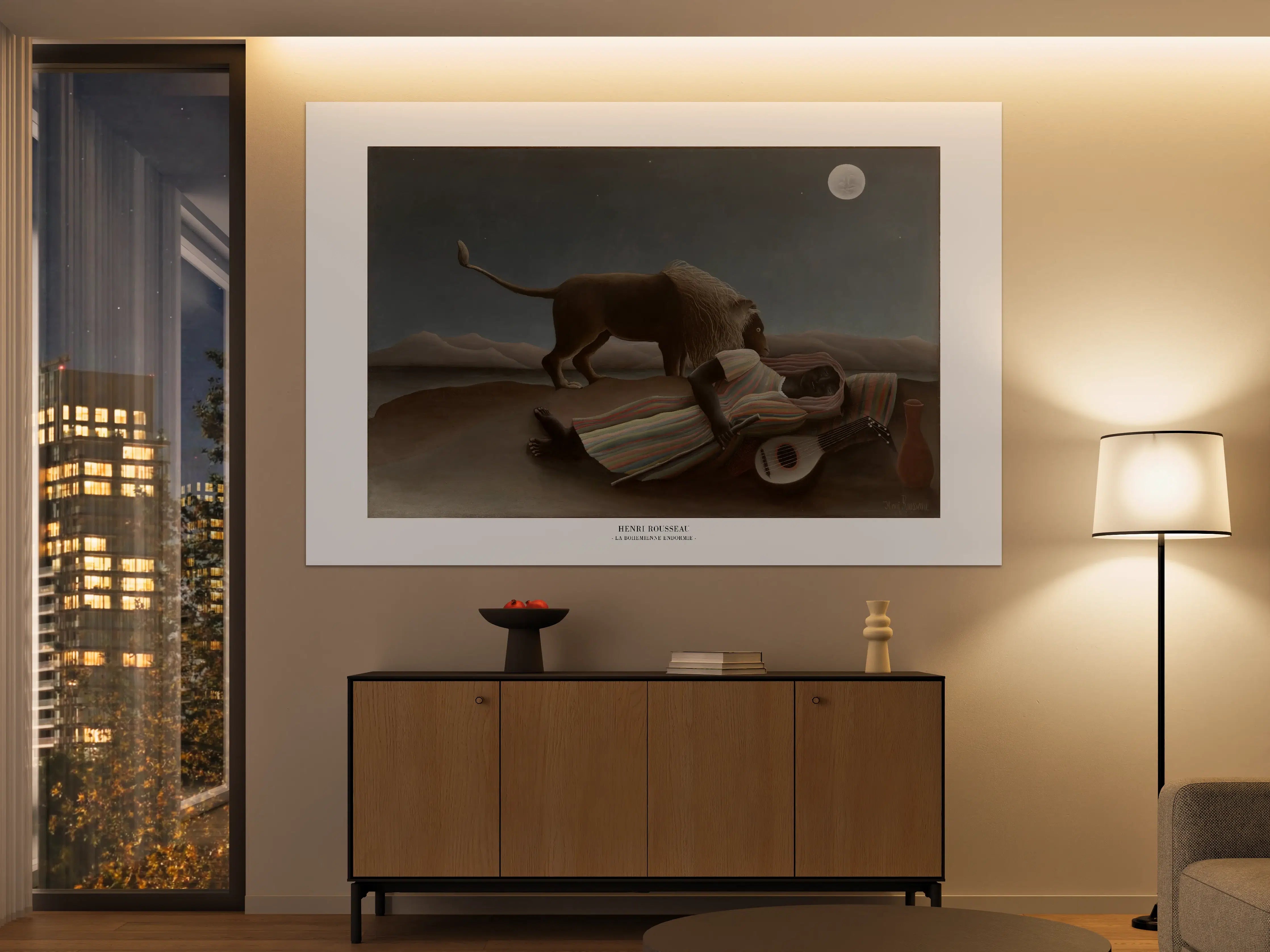 Große Wandbilder - Löwe bei Vollmondnacht