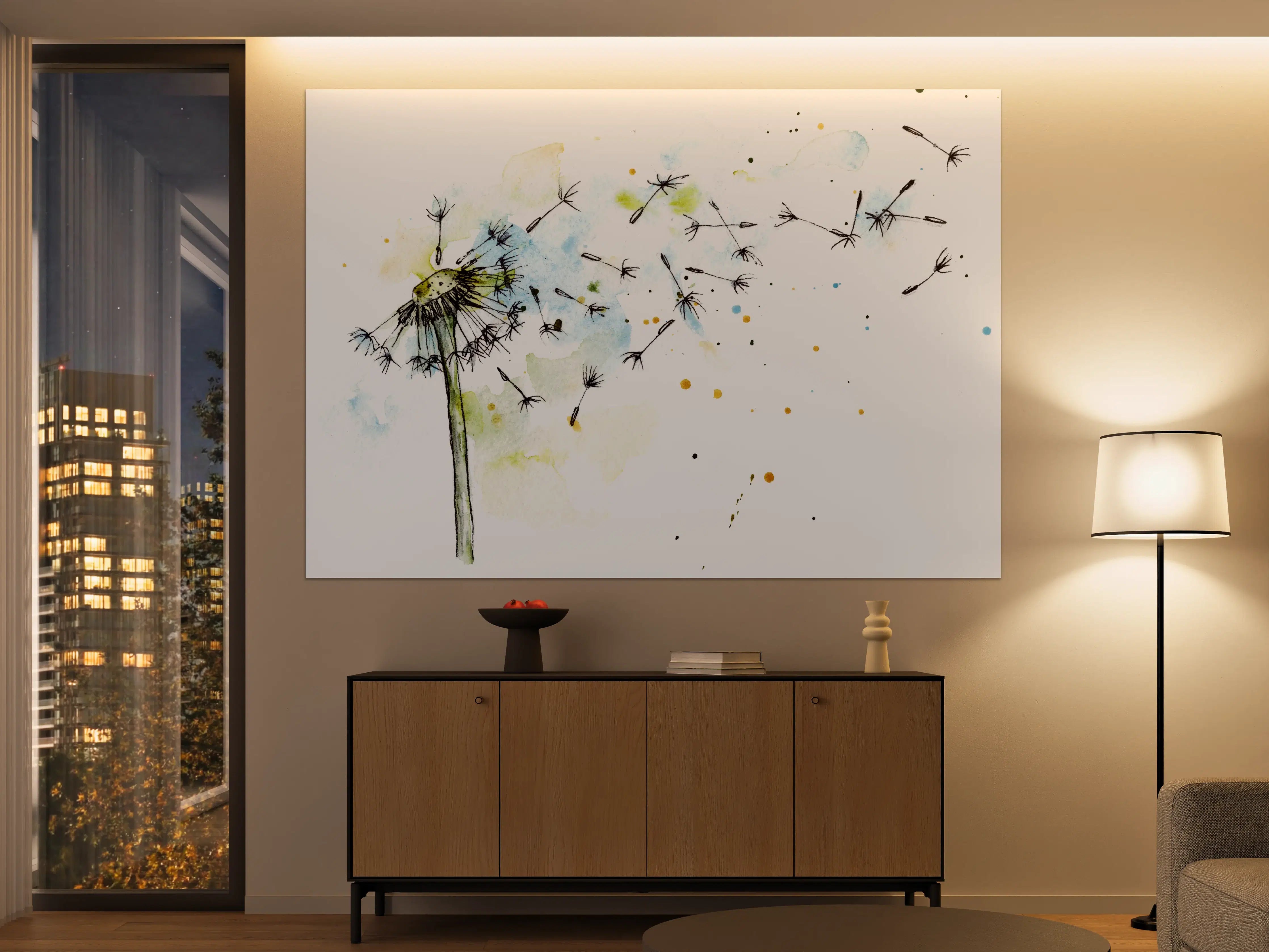 Große Wandbilder - Löwenzahn Aquarell