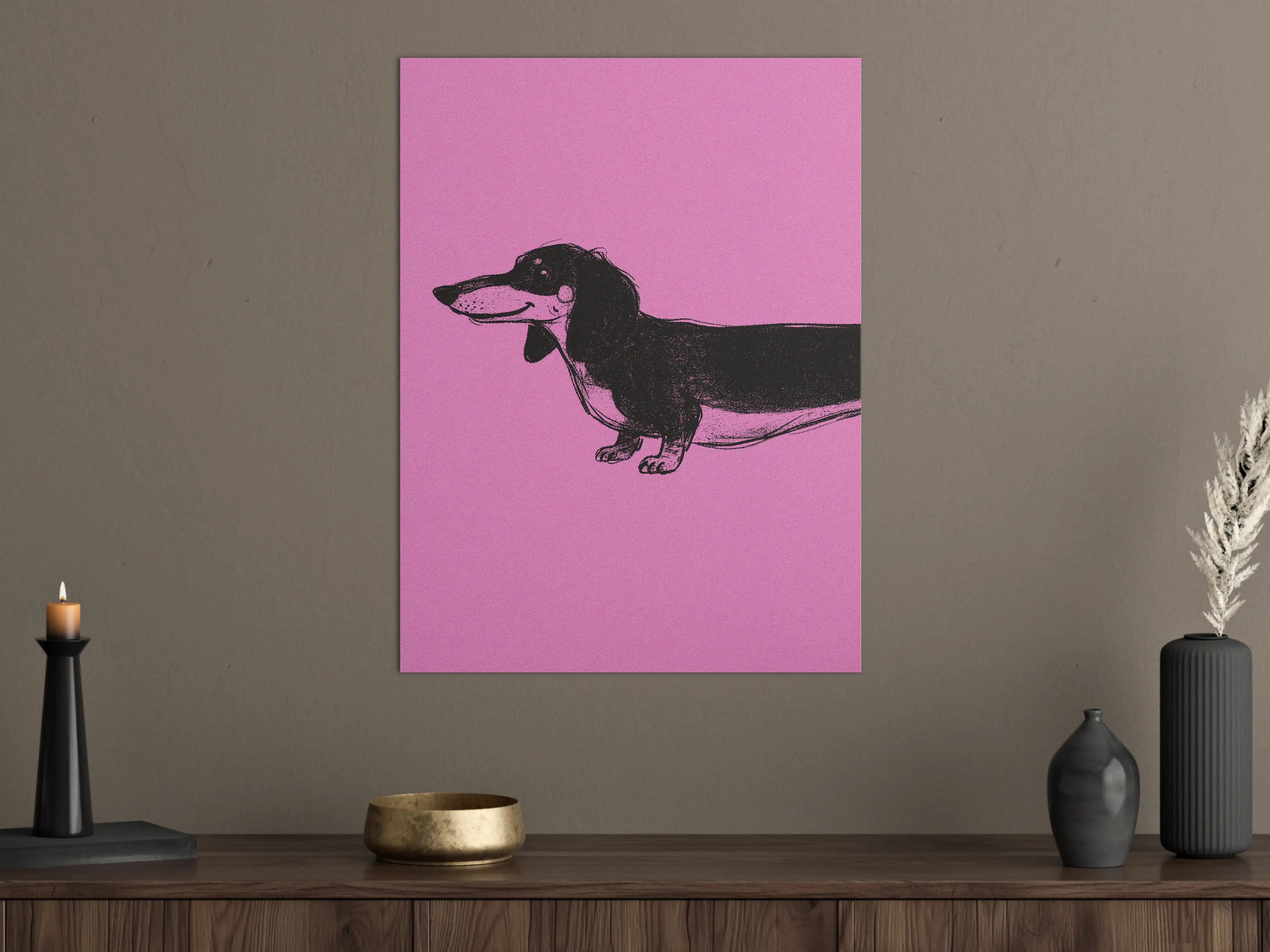 Große Wandbilder - Lustiges Hunde-Design auf Pinkem Hintergrund