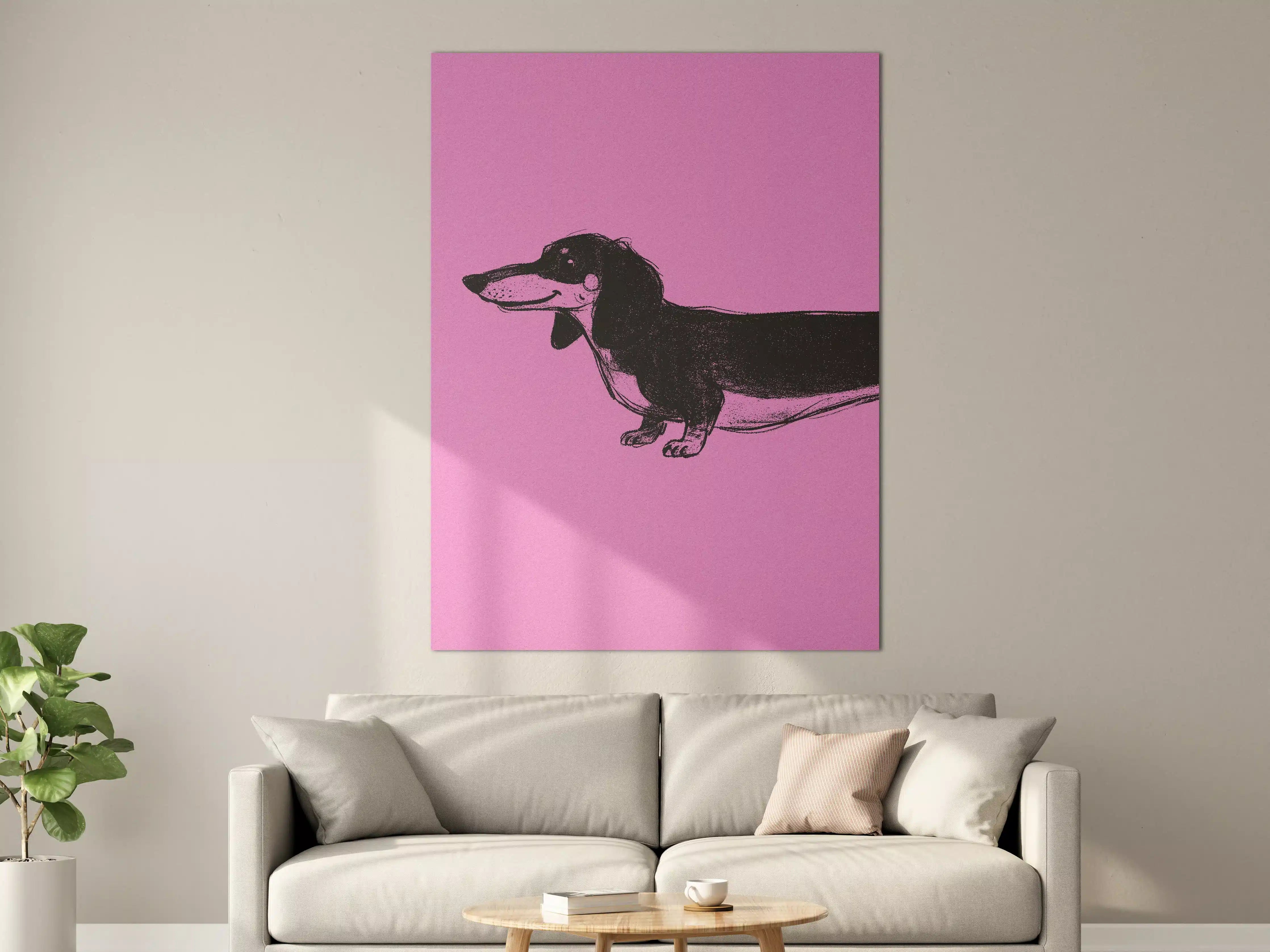 Große Wandbilder - Lustiges Hunde-Design auf Pinkem Hintergrund