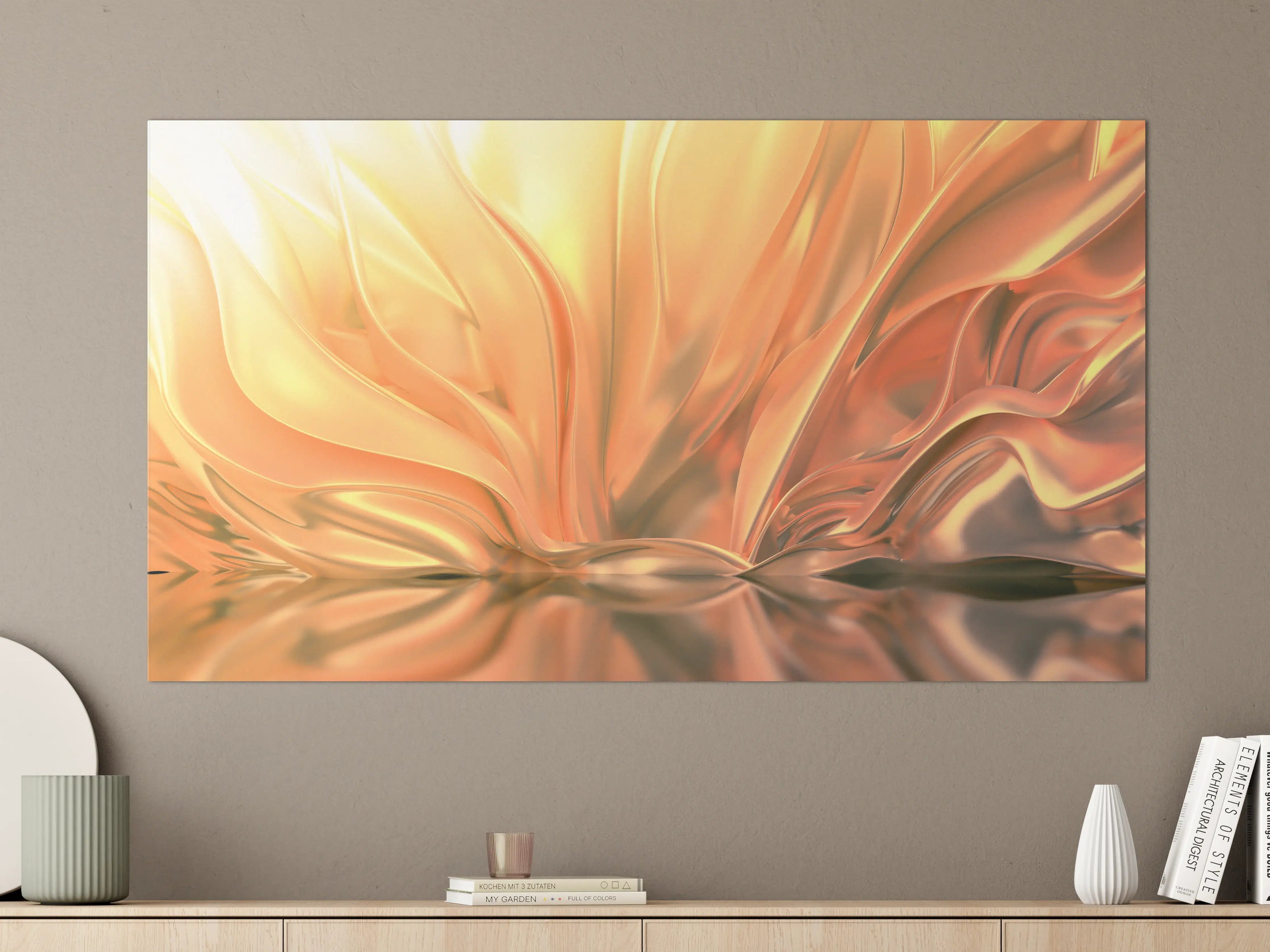 Große Wandbilder - Luxuriöse Gold- & Orangetöne mit sanften Farbverläufen
