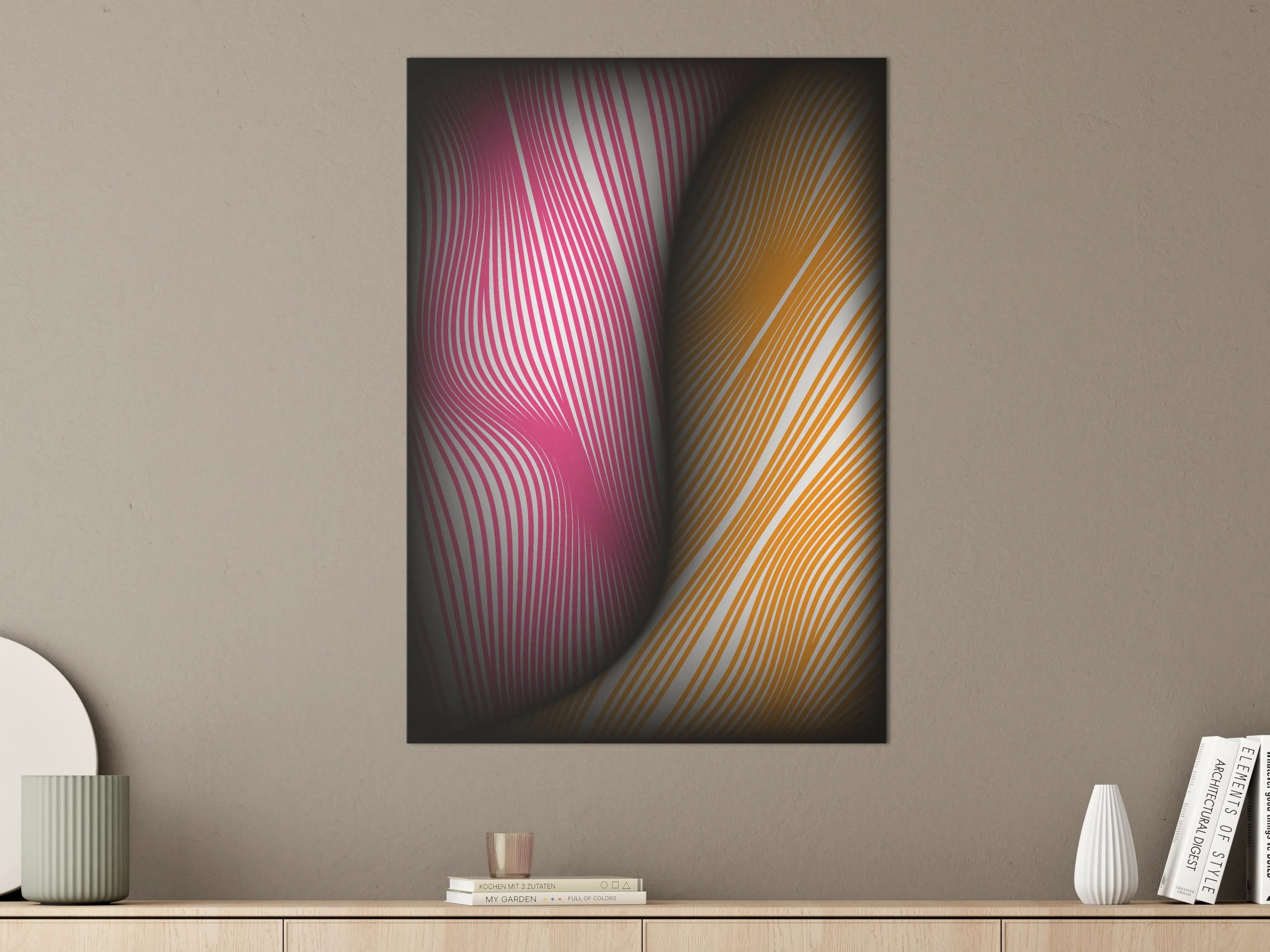 Große Wandbilder - Luxuriöse Gold- und Pink-Grafik mit schwarzen Akzenten