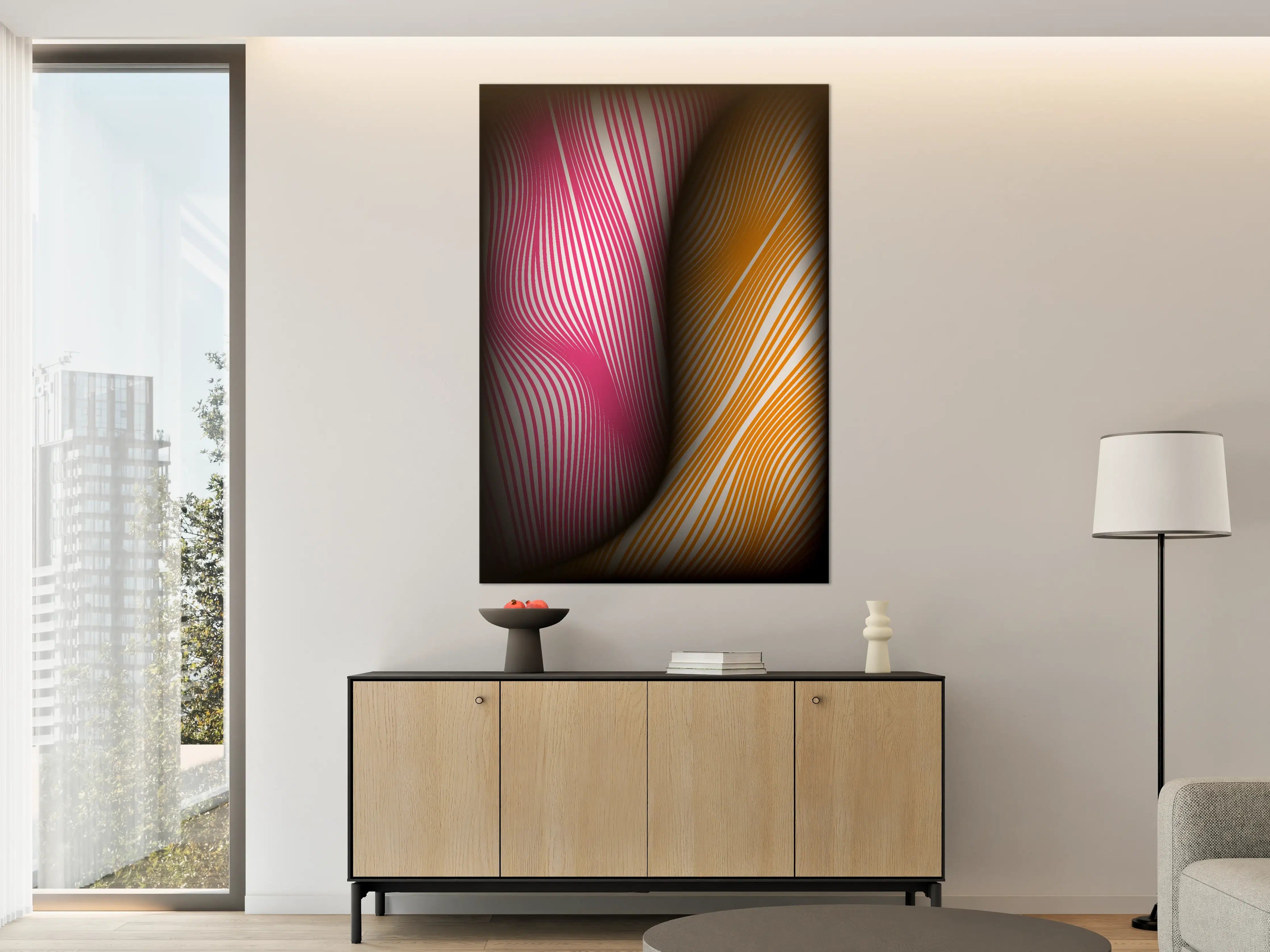 Große Wandbilder - Luxuriöse Gold- und Pink-Grafik mit schwarzen Akzenten