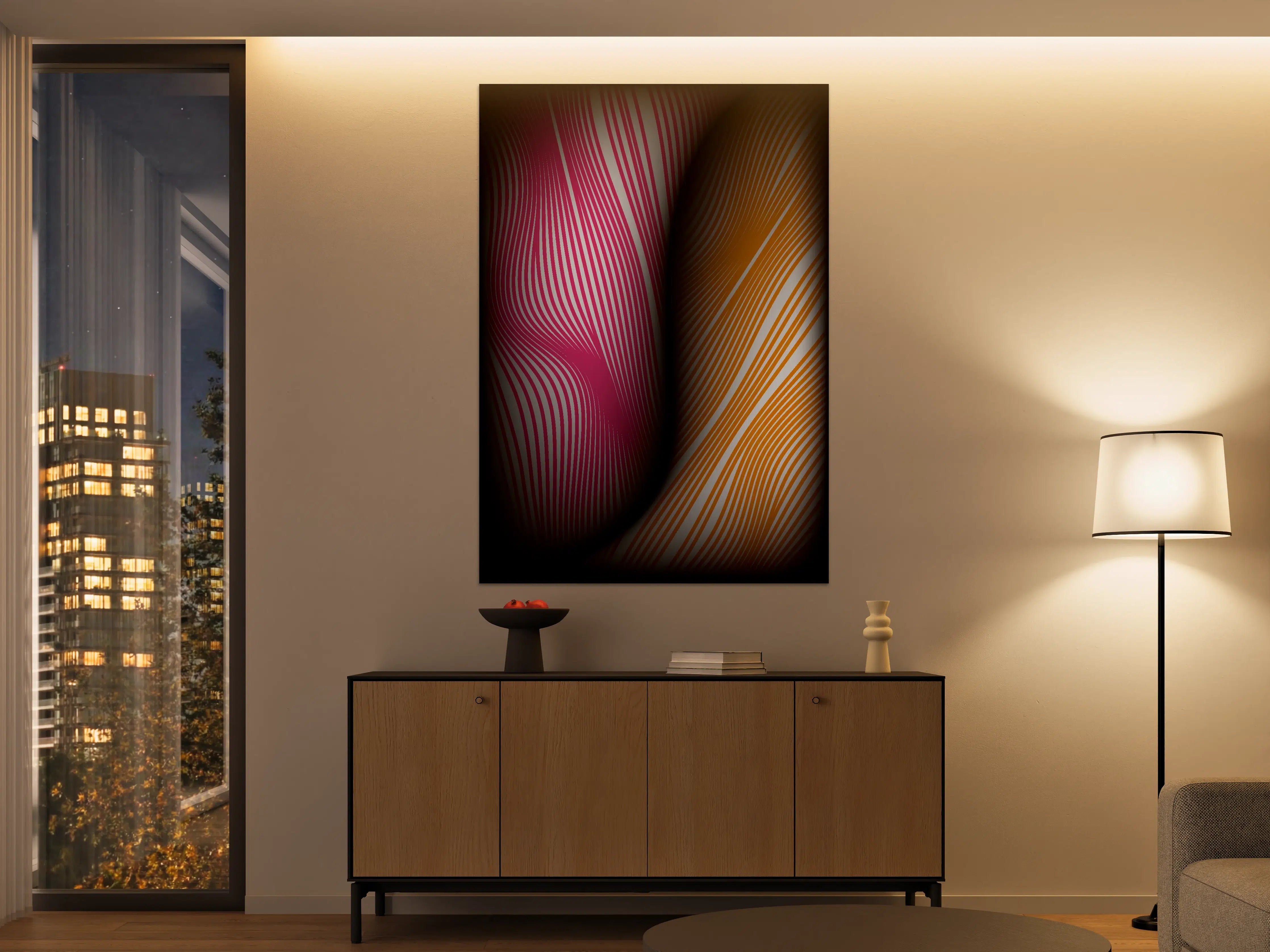 Große Wandbilder - Luxuriöse Gold- und Pink-Grafik mit schwarzen Akzenten