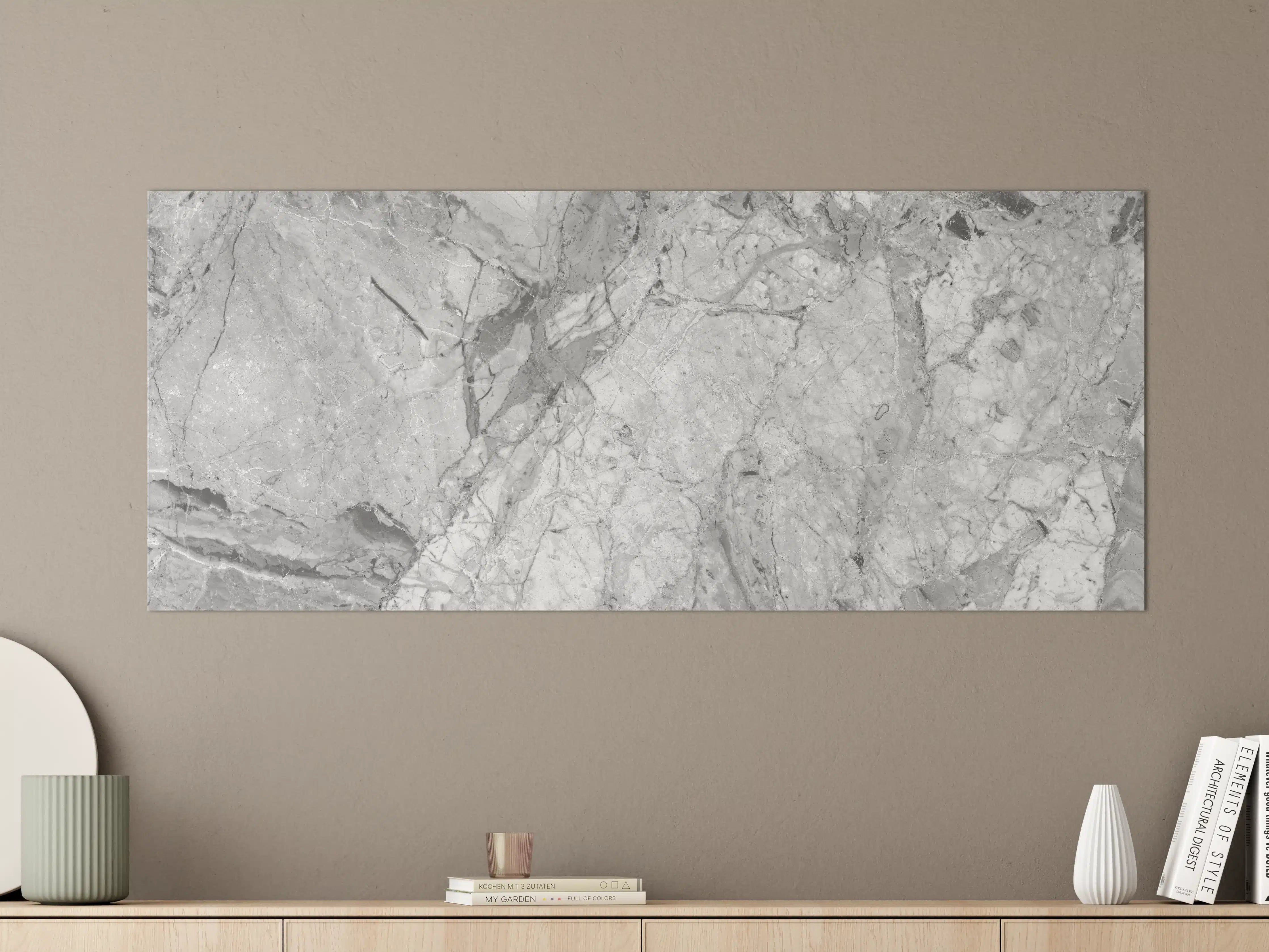 Große Wandbilder - Luxuriöse Marmorstruktur in Weißgrau