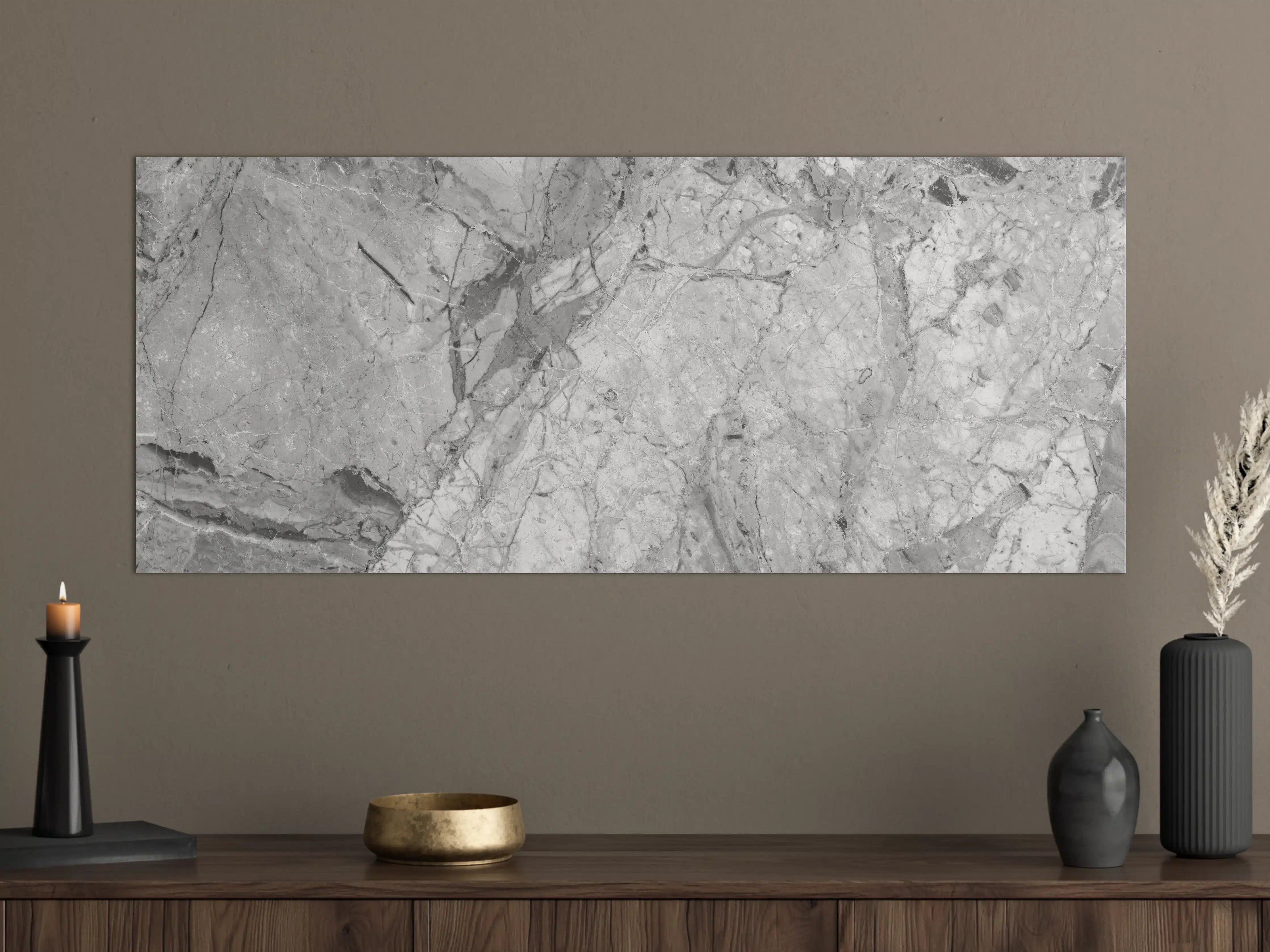 Große Wandbilder - Luxuriöse Marmorstruktur in Weißgrau
