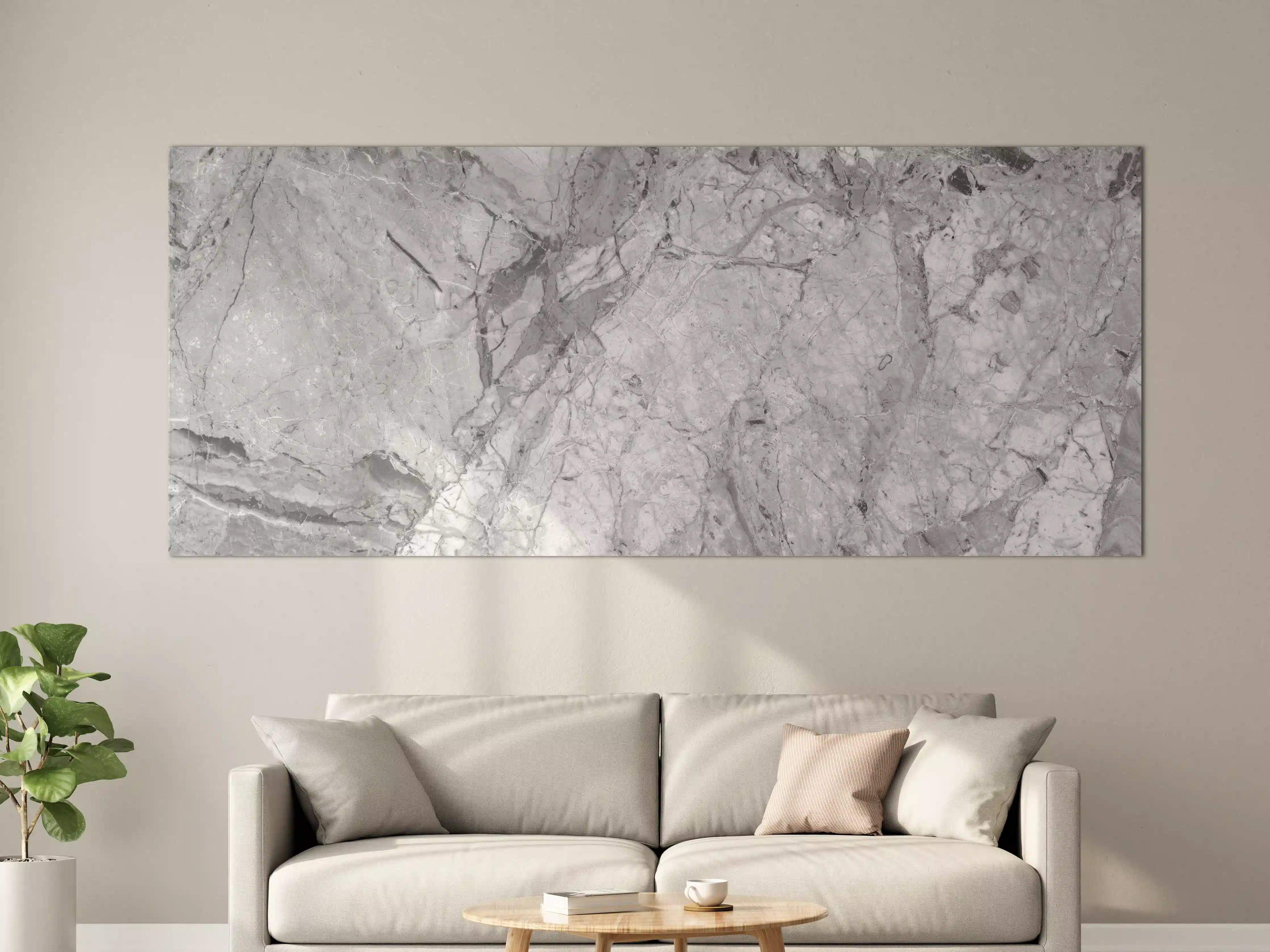 Große Wandbilder - Luxuriöse Marmorstruktur in Weißgrau