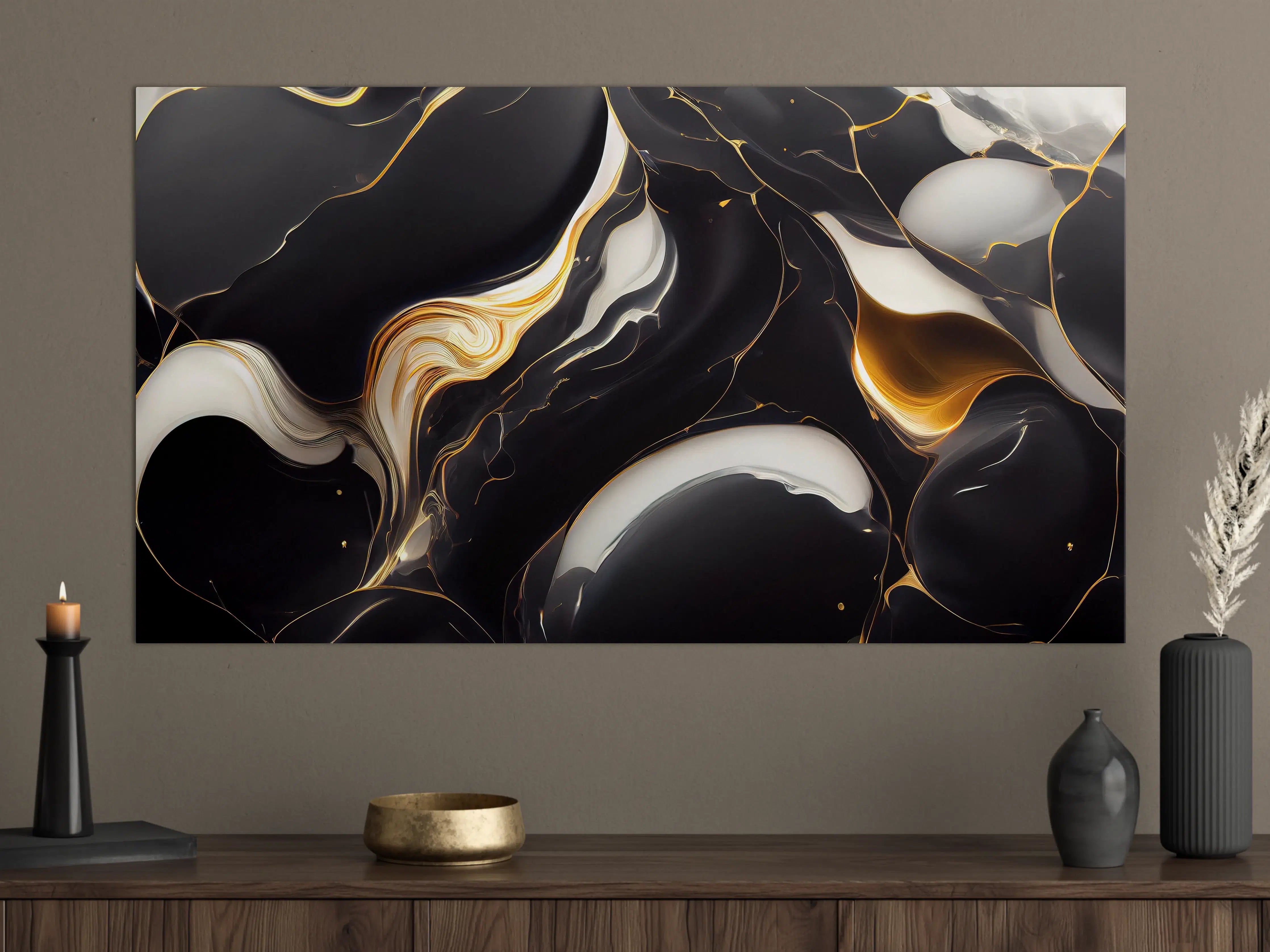 Große Wandbilder - Luxus-Marmor-Design in Schwarz-Gold-Optik
