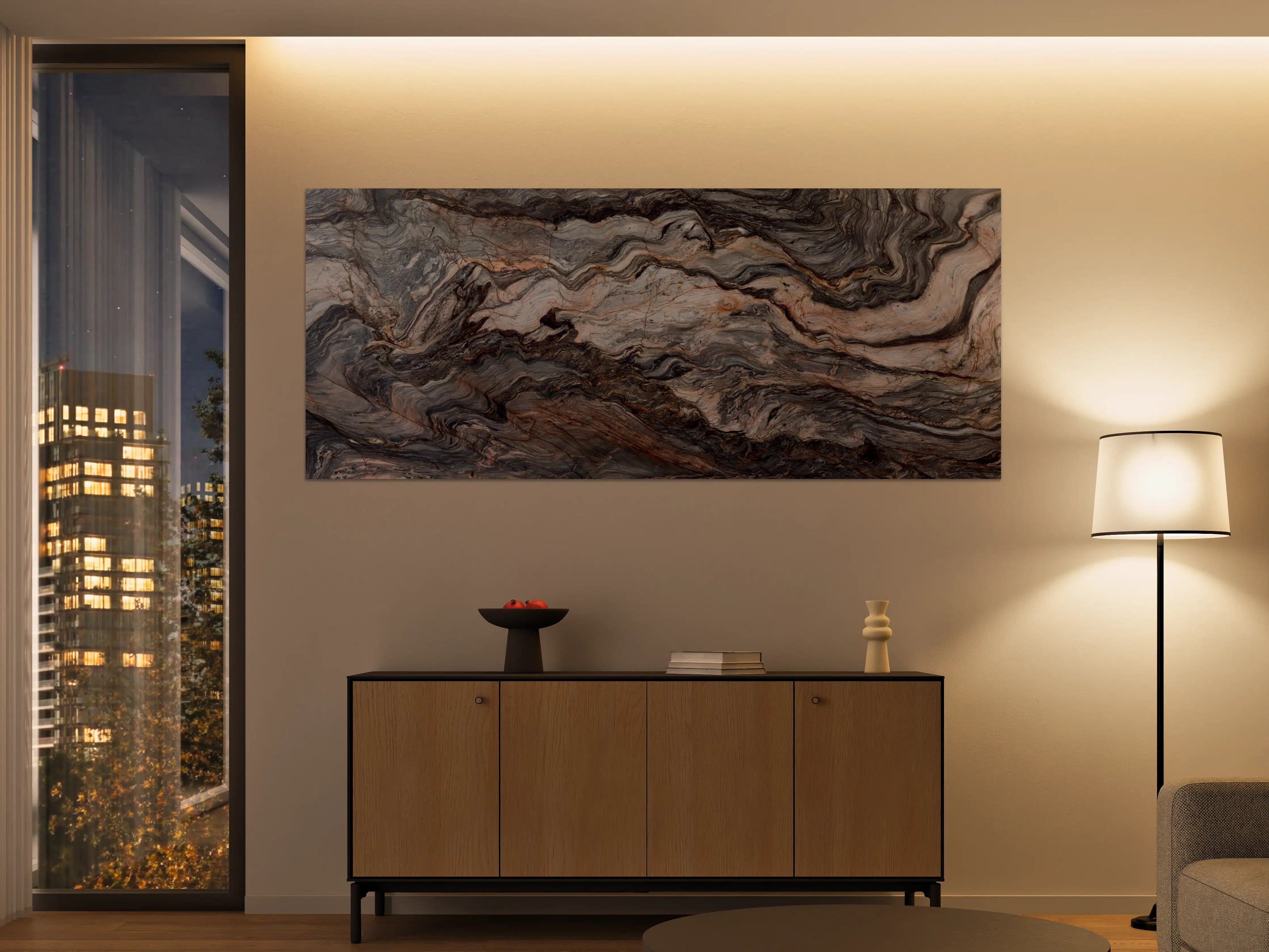 Große Wandbilder - Luxus-Weiße Marmor-Textur mit Grauakzenten