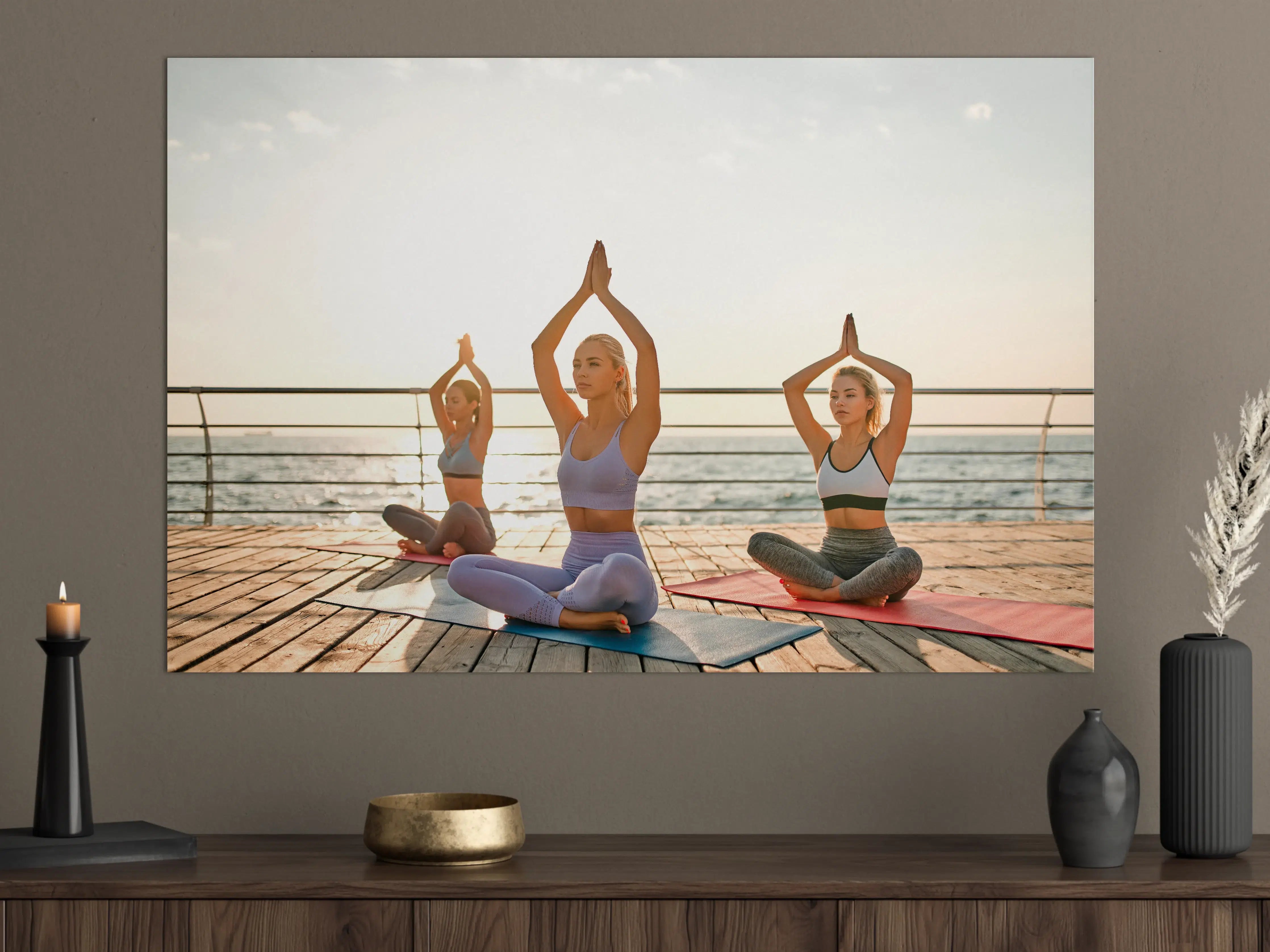 Große Wandbilder - Mädchen beim Yoga am Morgen