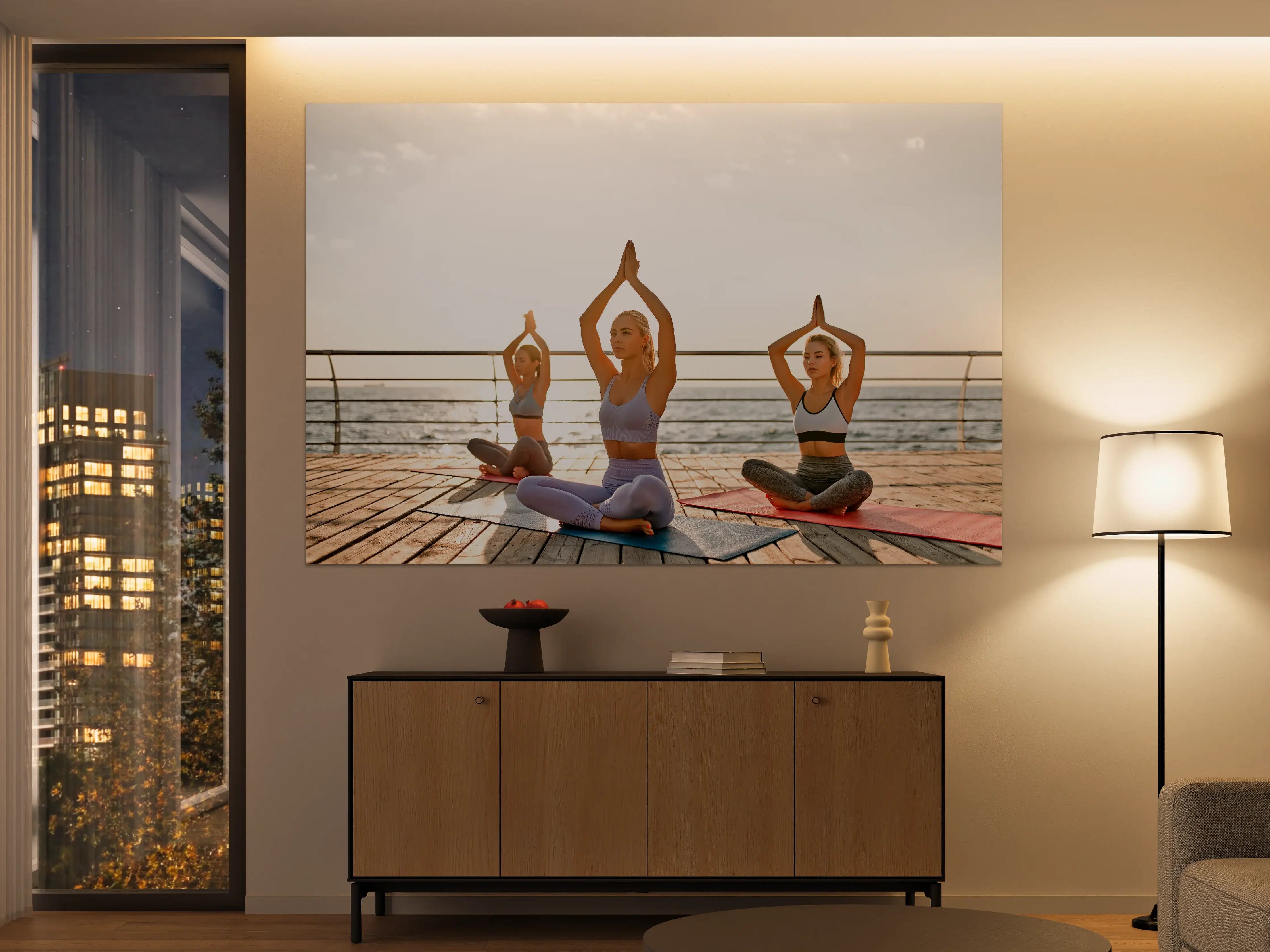 Große Wandbilder - Mädchen beim Yoga am Morgen