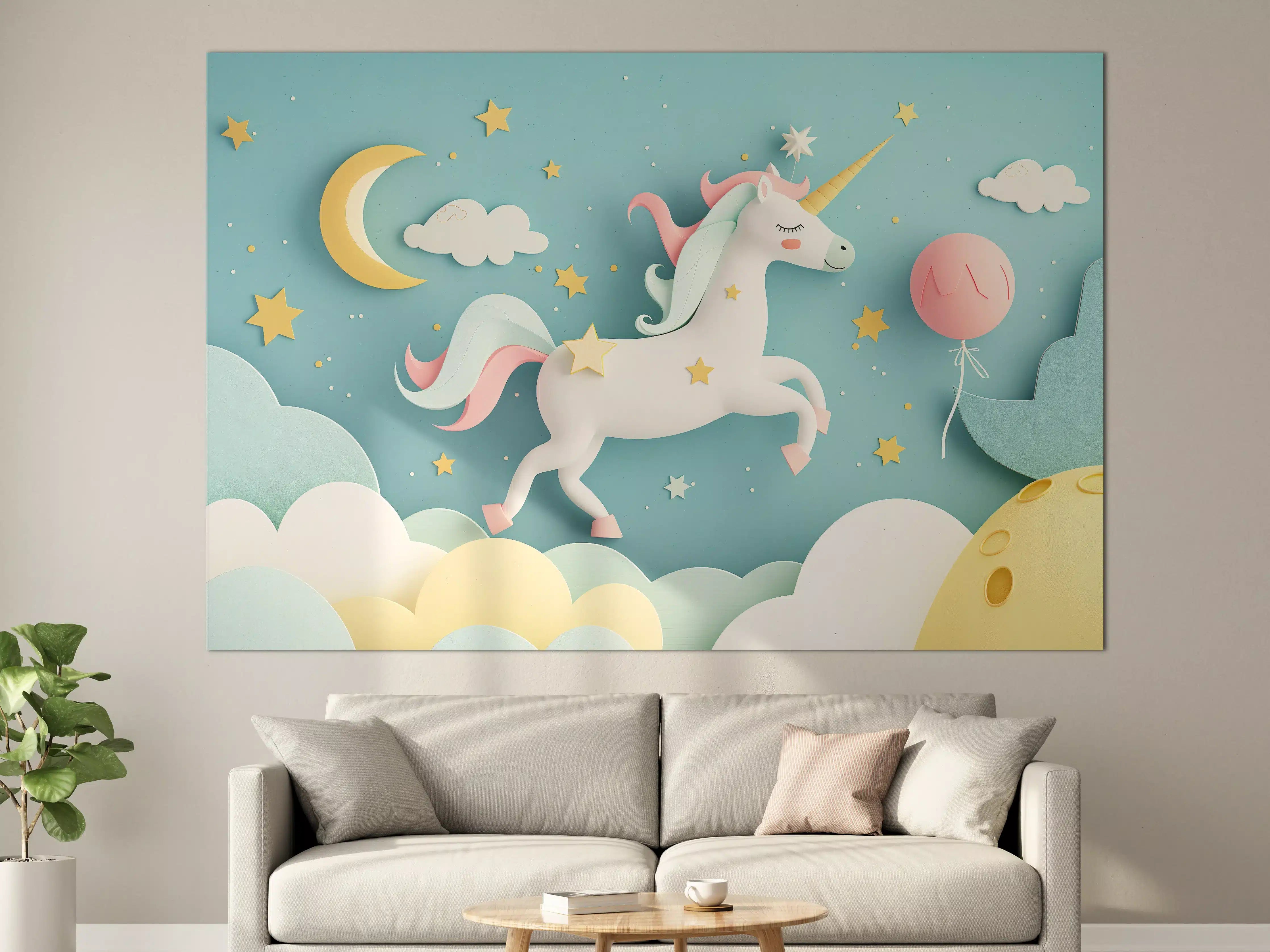 Große Wandbilder - Märchenhafter unicorn im Wolkenhimmel
