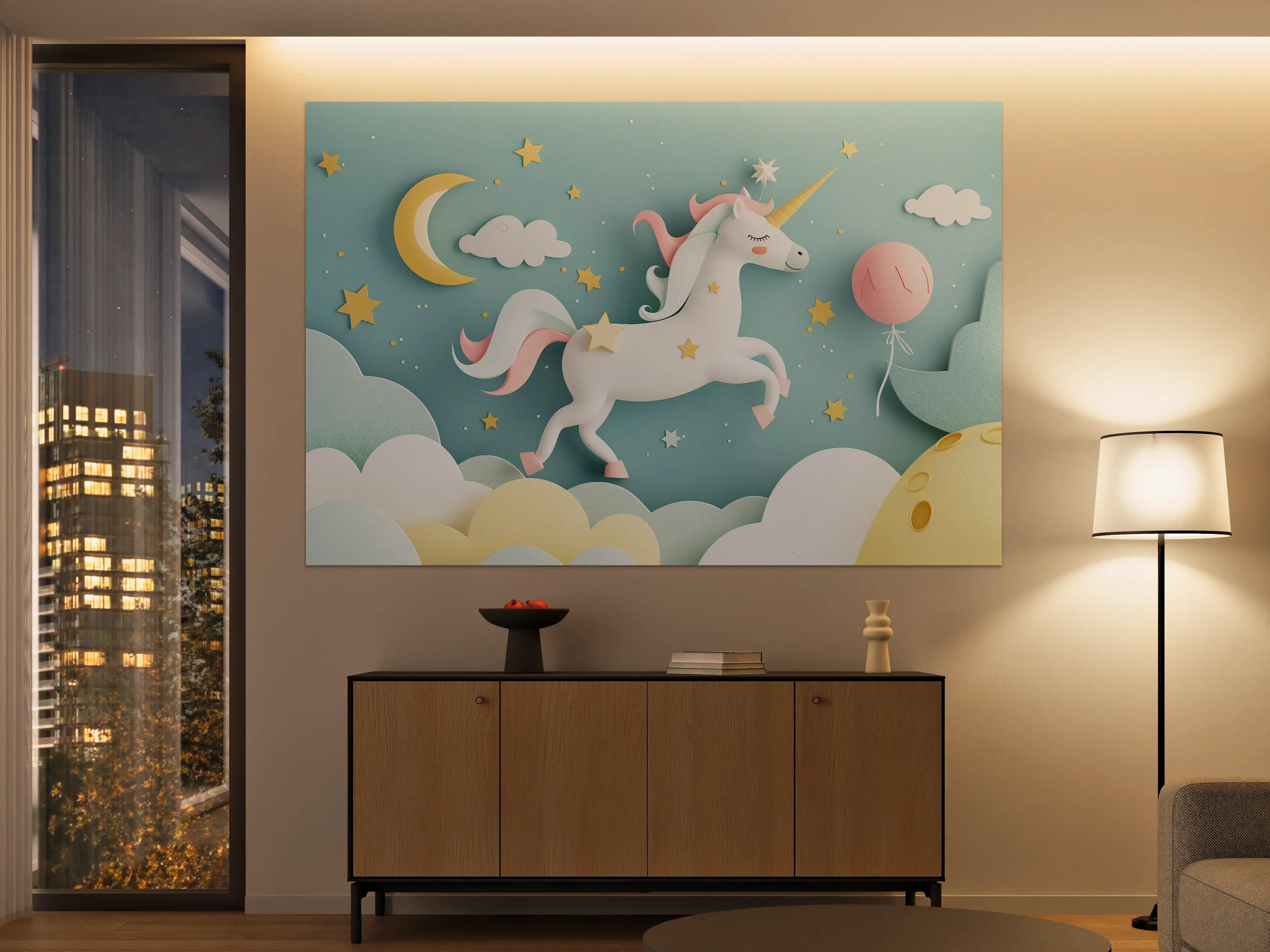 Große Wandbilder - Märchenhafter unicorn im Wolkenhimmel