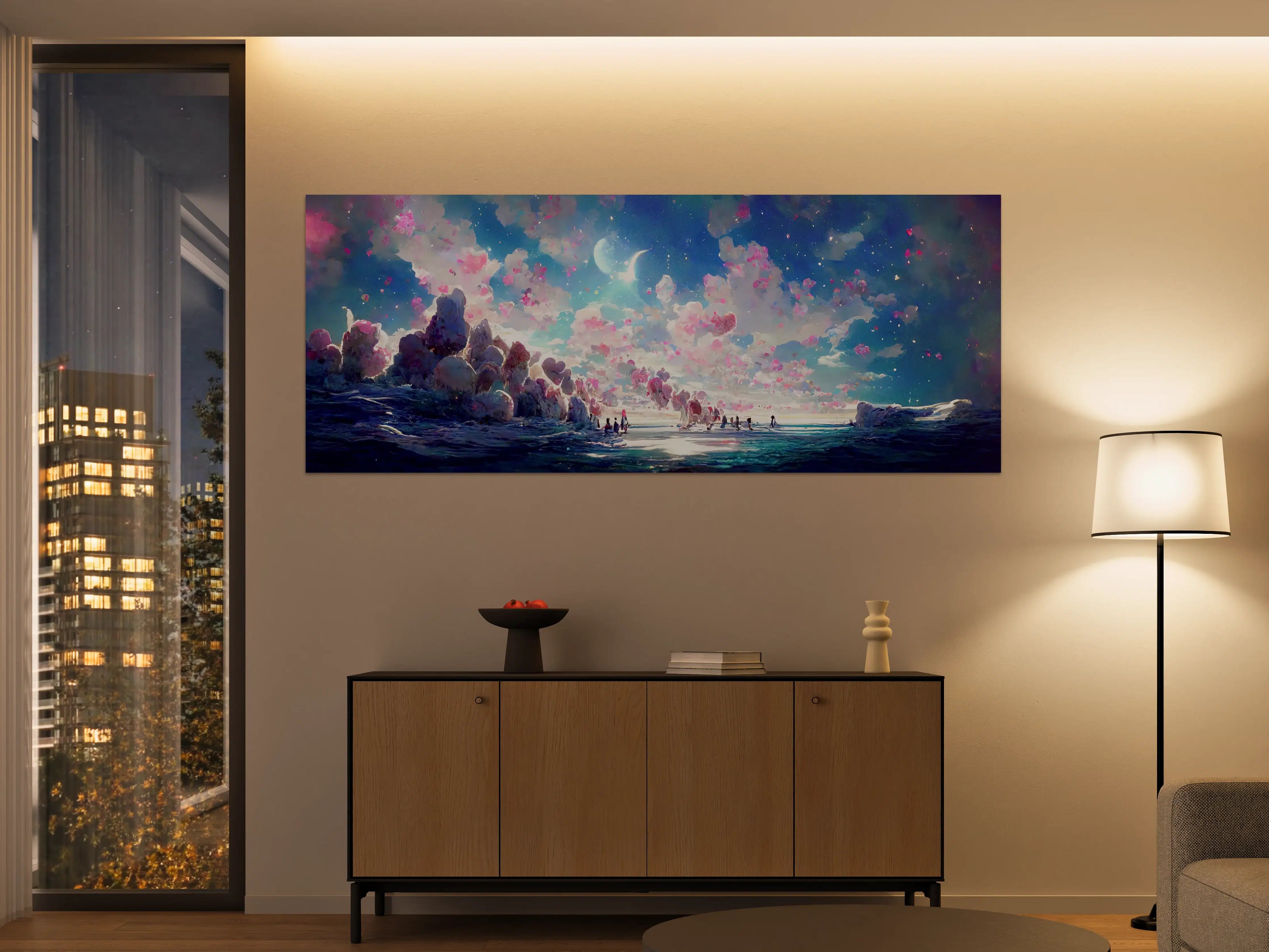 Große Wandbilder - Magische Himmelslandschaft Rosa Blau
