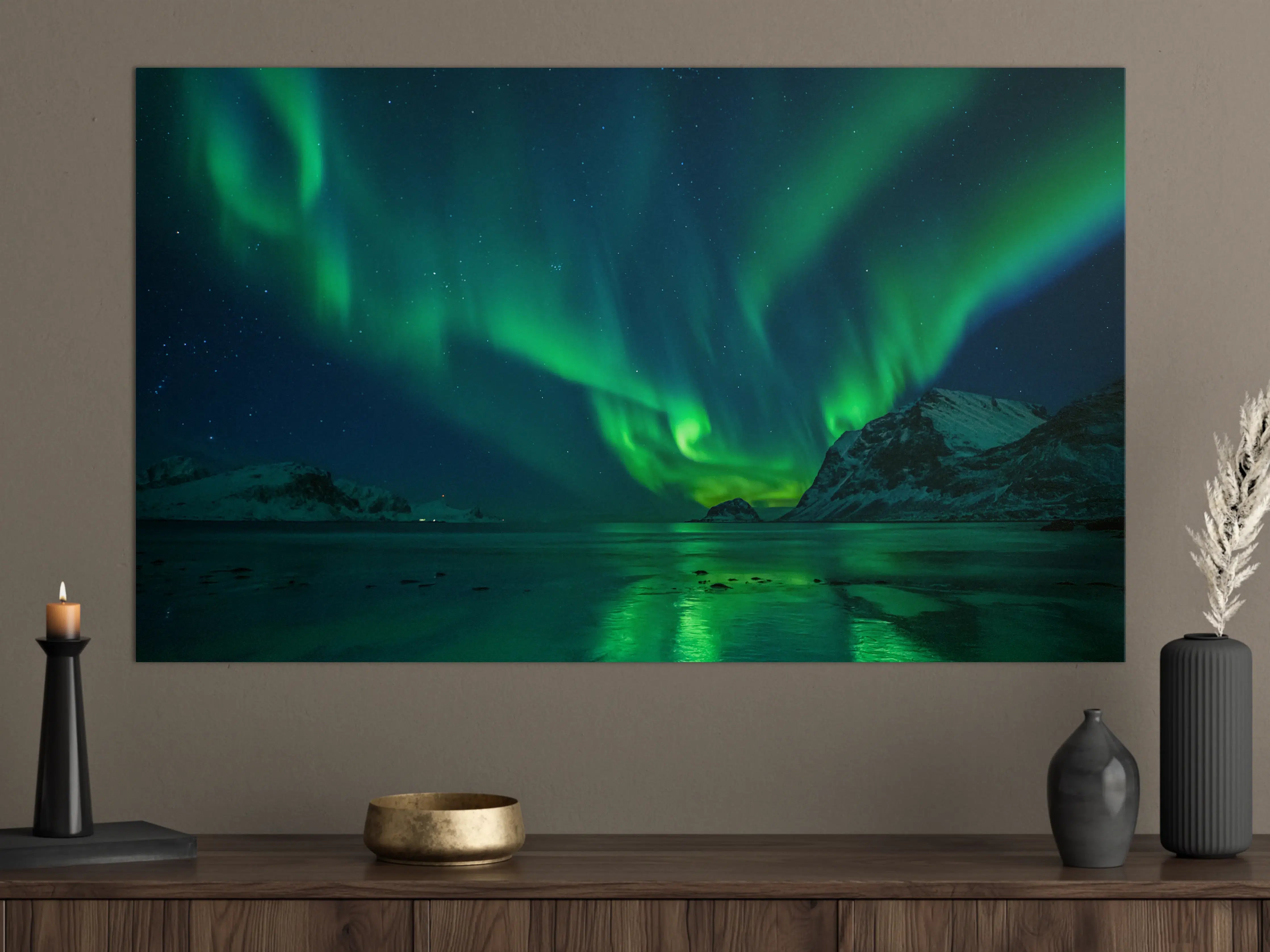 Große Wandbilder - Magische Nordlichter am Strand