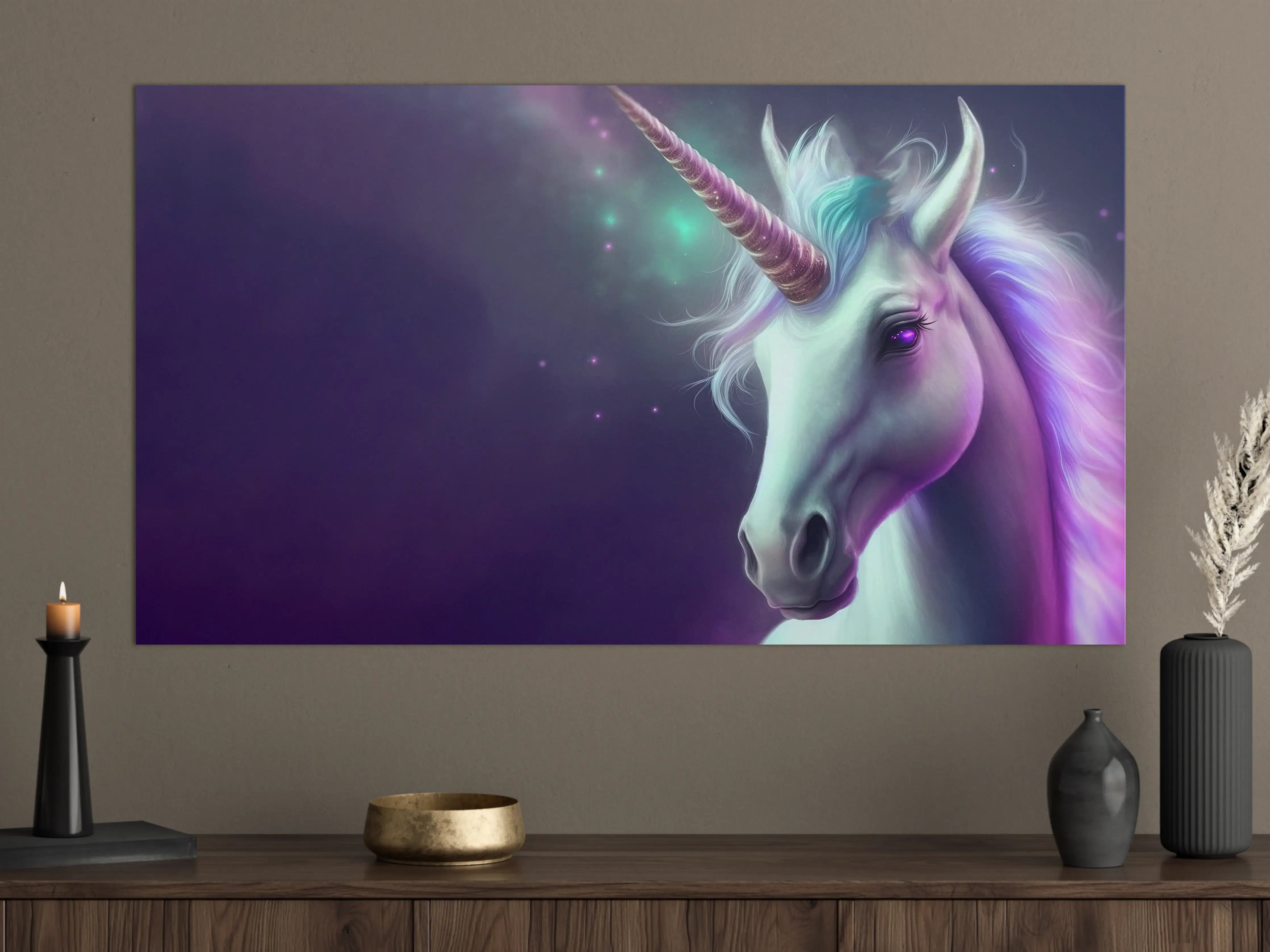 Große Wandbilder - Magischer Einhornhimmel in Pastellfarben