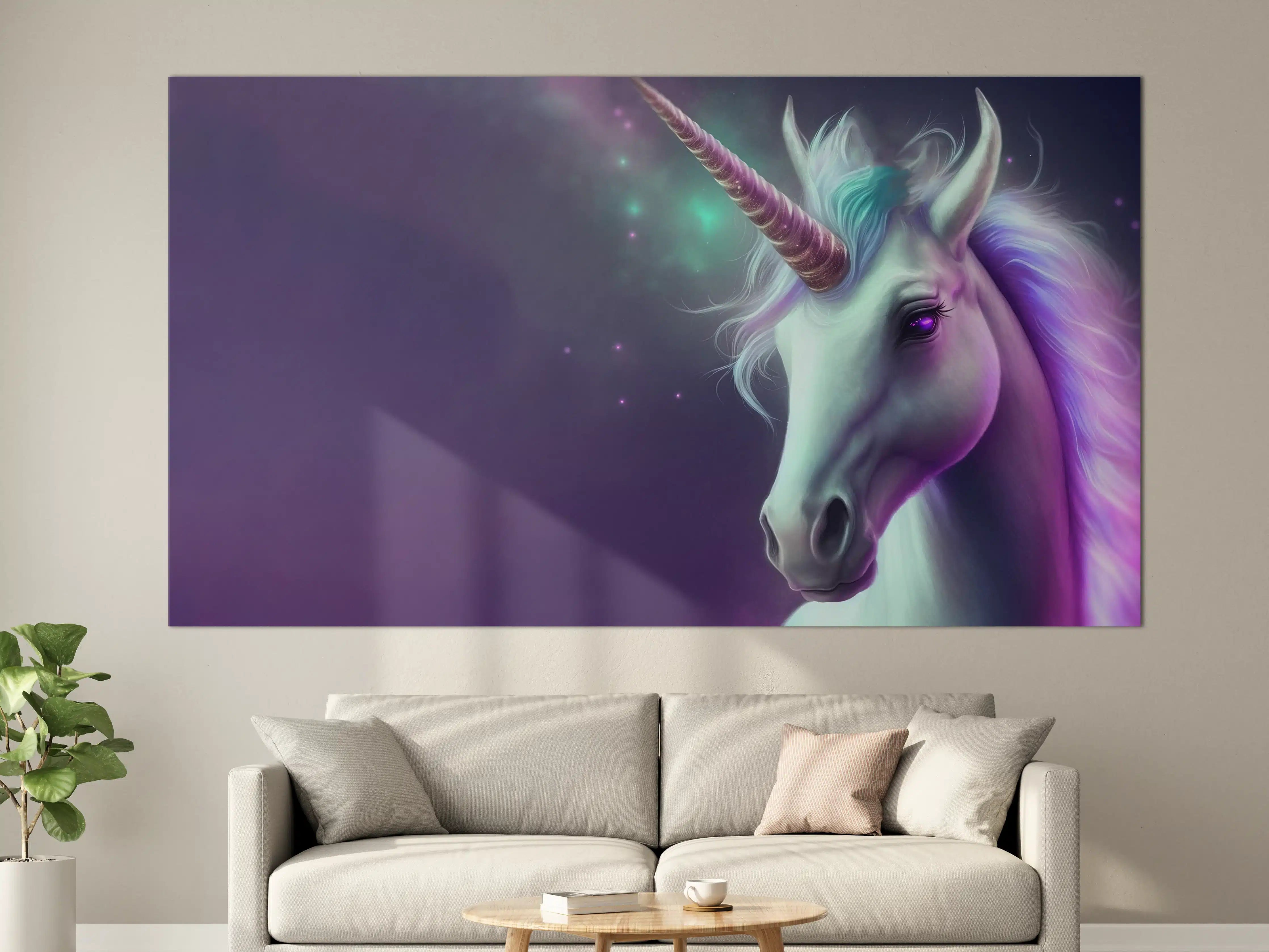 Große Wandbilder - Magischer Einhornhimmel in Pastellfarben