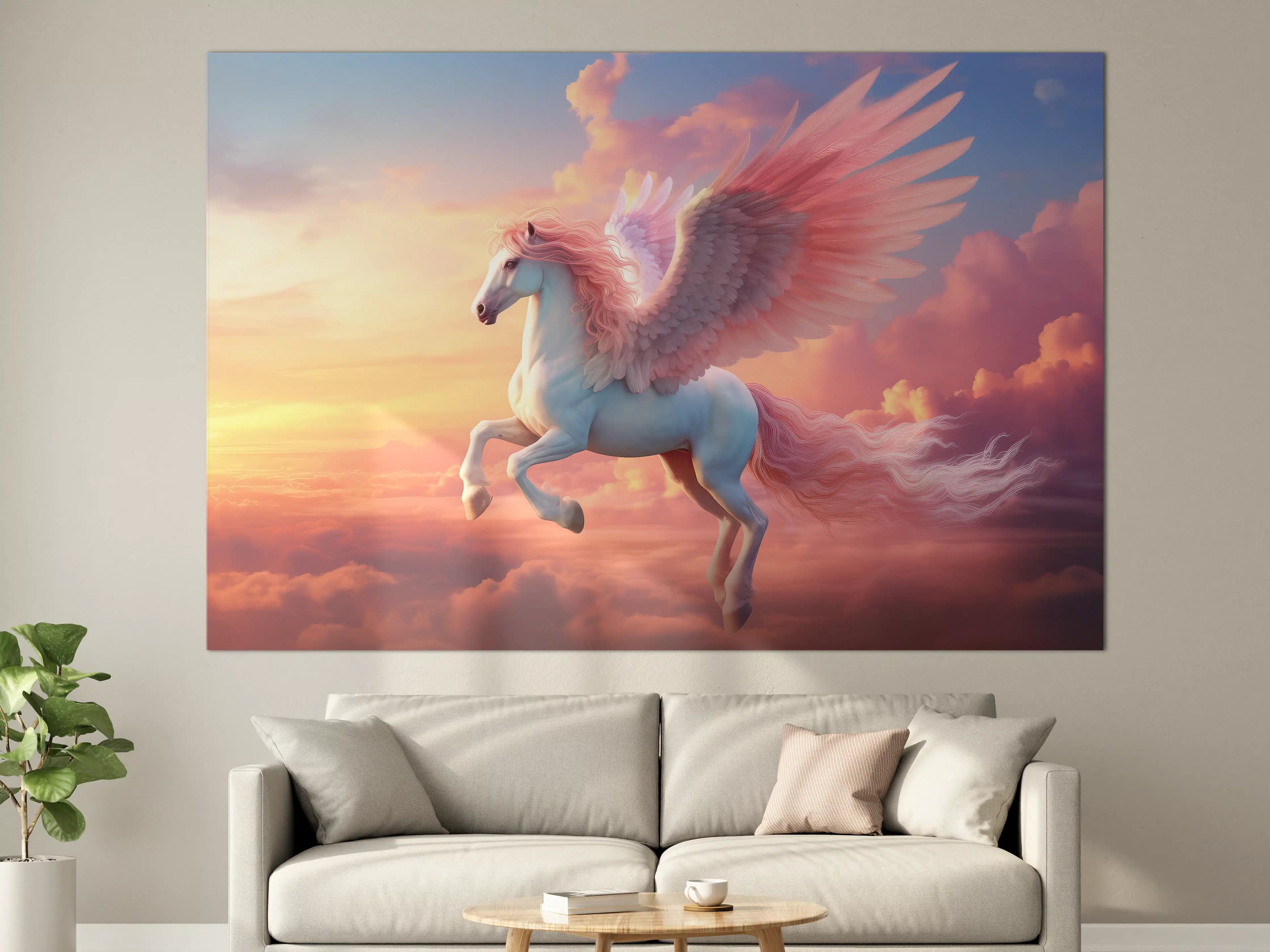 Große Wandbilder - Magischer Pegasus im Sonnenuntergang