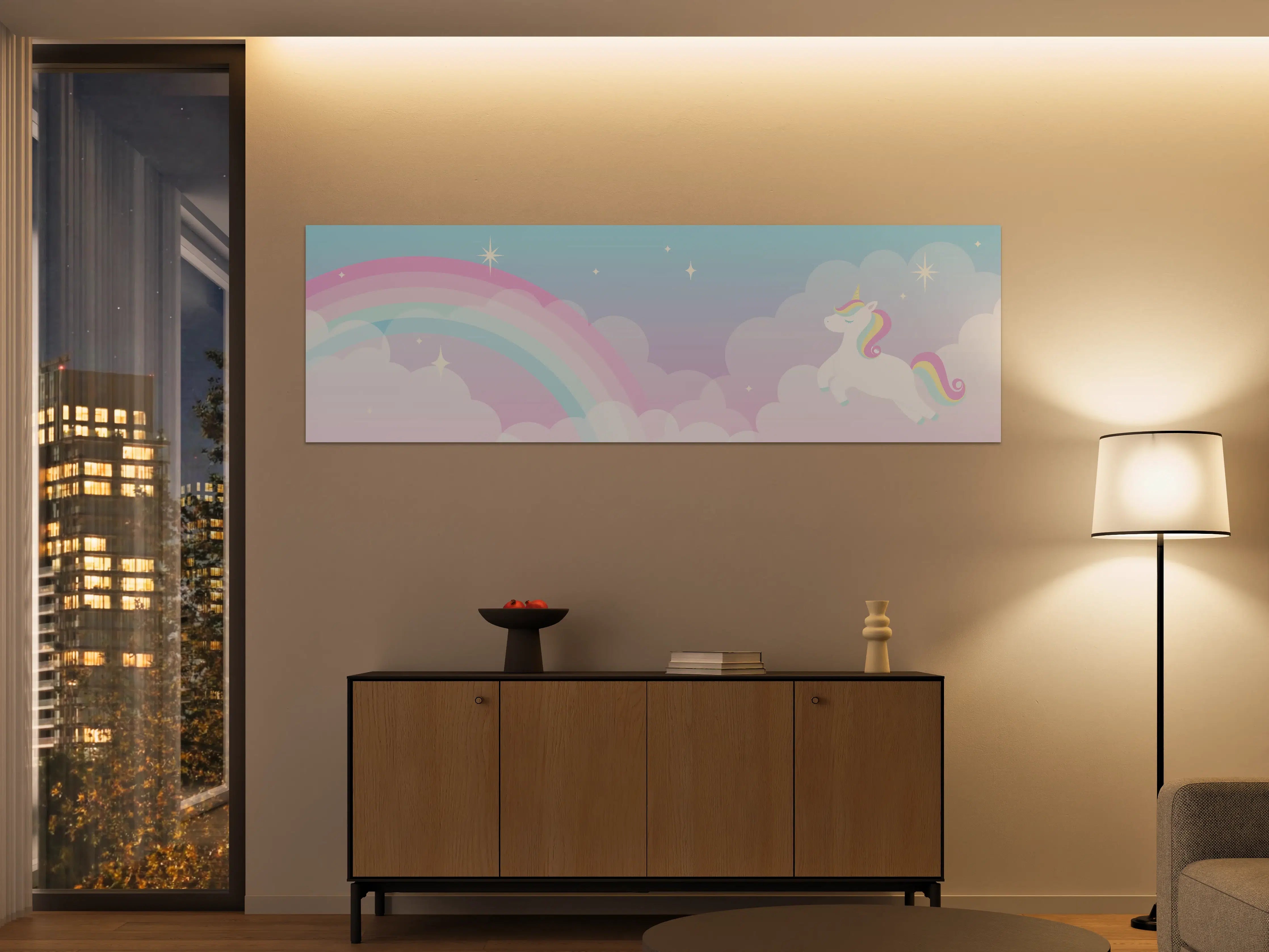 Große Wandbilder - Magischer Regenbogen mit Einhorn