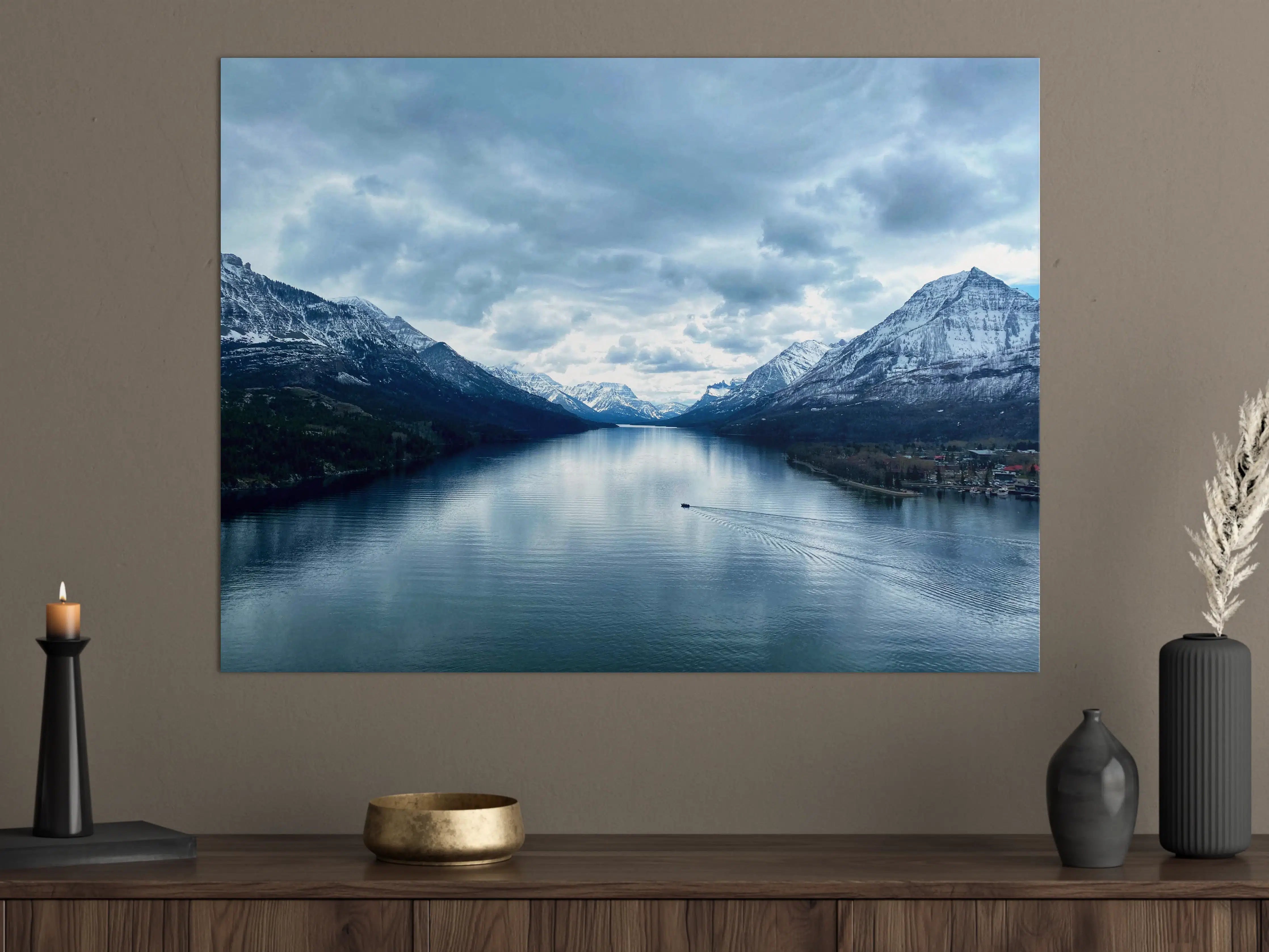 Große Wandbilder - Majestätische Berge und ruhiger See