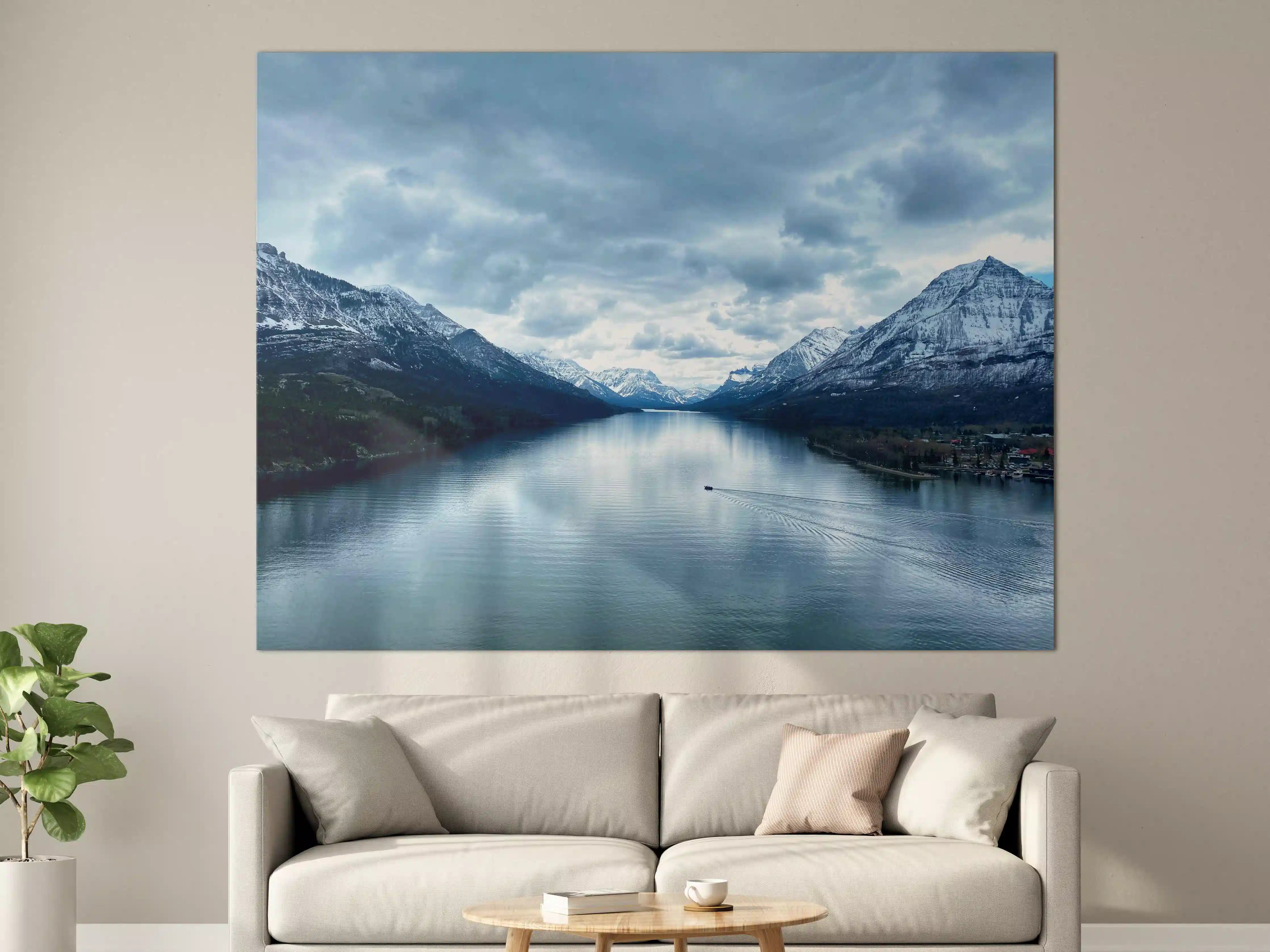 Große Wandbilder - Majestätische Berge und ruhiger See