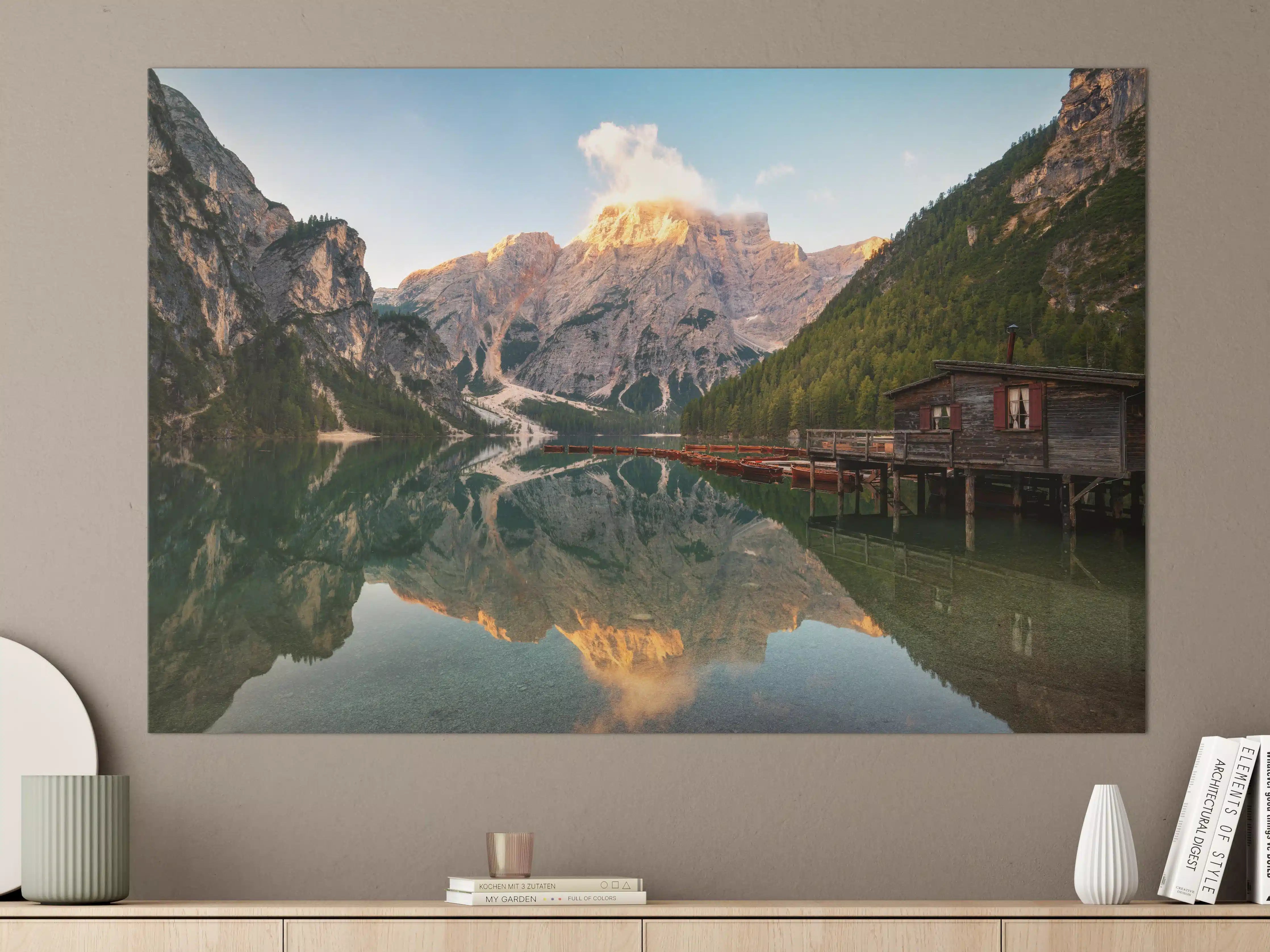 Große Wandbilder - Majestätische Bergkulisse mit ruhigem See
