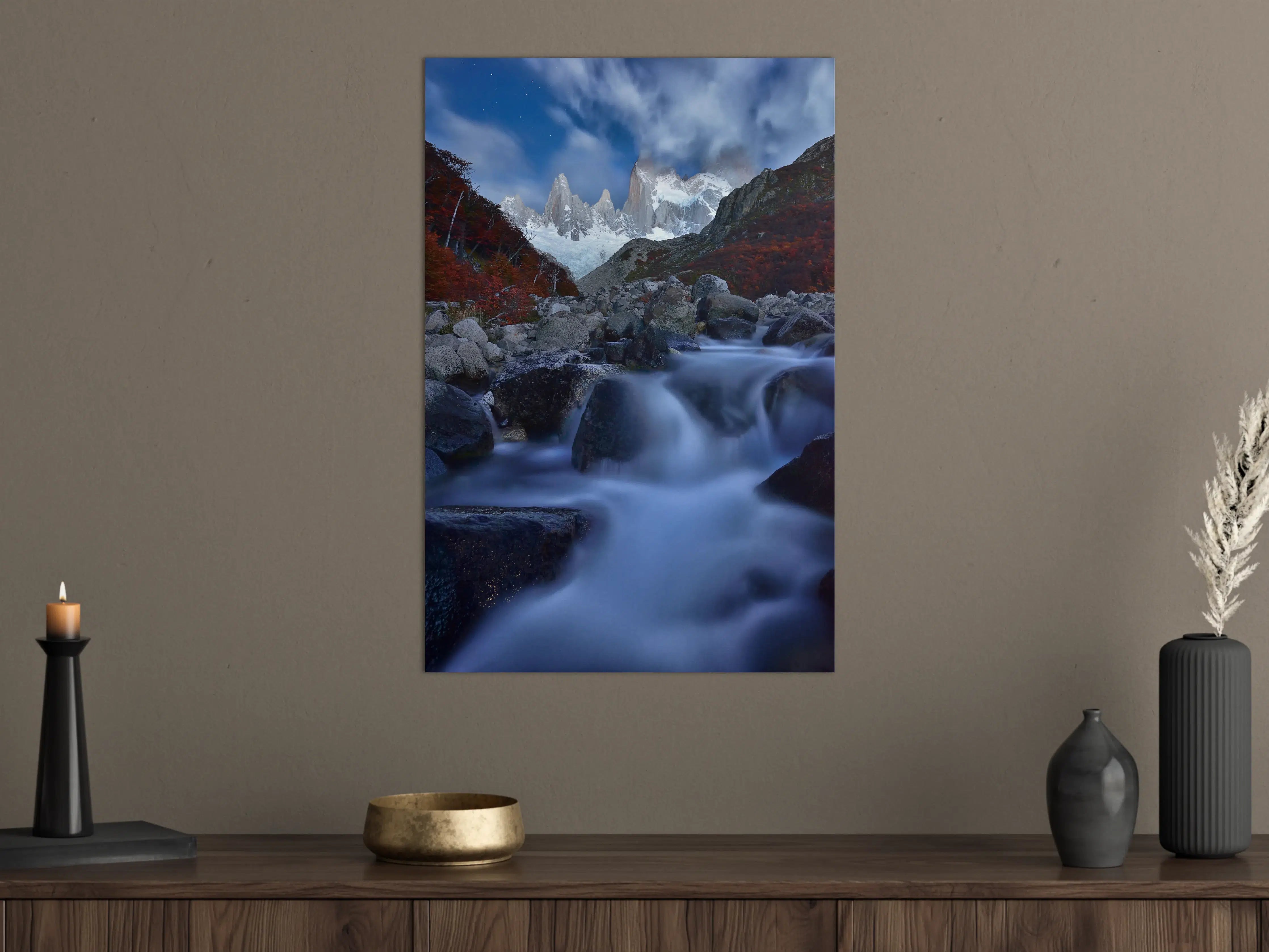 Große Wandbilder - Majestätische Berglandschaft bei Nacht