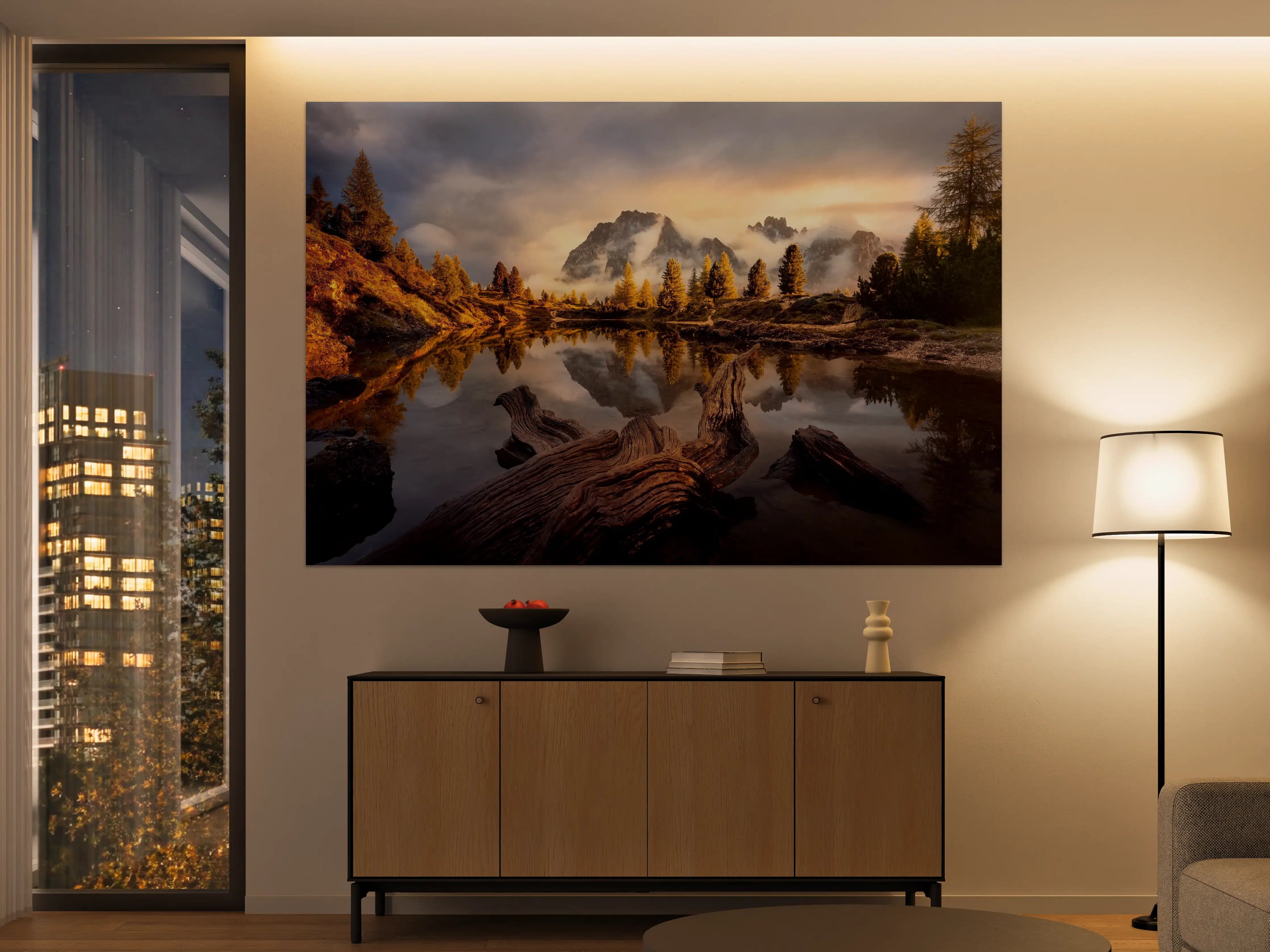 Große Wandbilder - Majestätische Berglandschaft im Sonnenaufgang