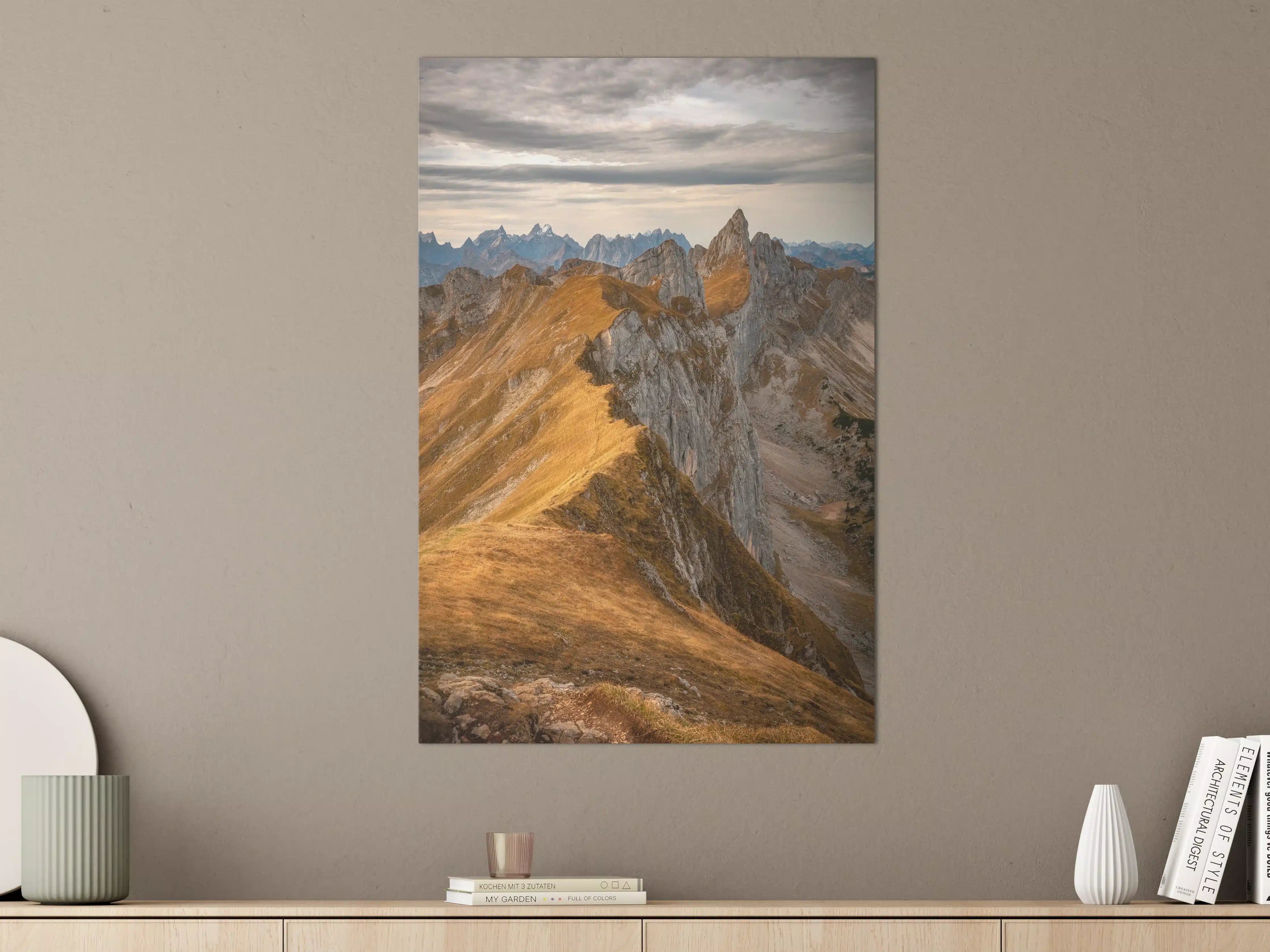 Große Wandbilder - Majestätische Bergpyramiden in Sonnenuntergangsstimmung