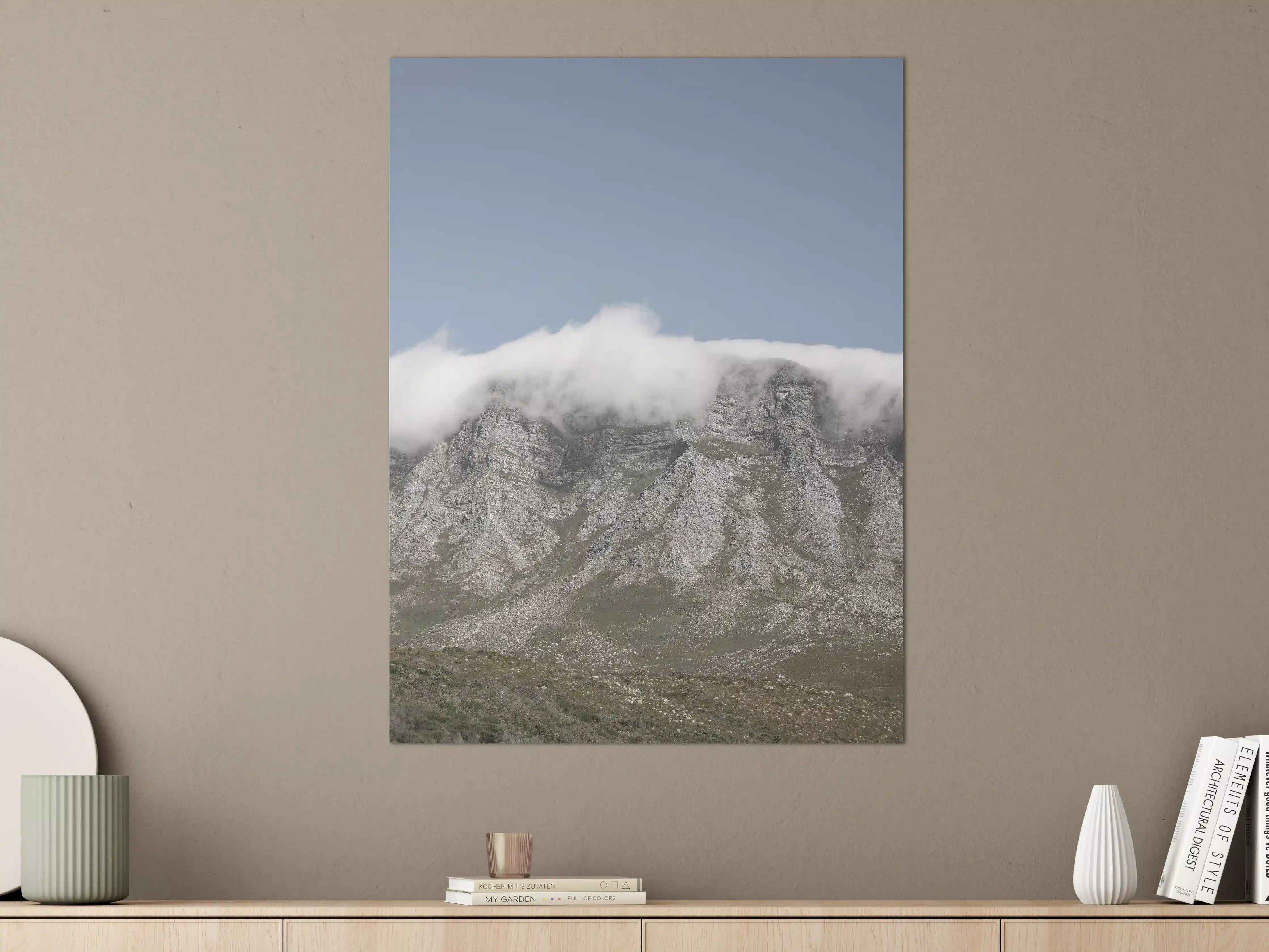 Große Wandbilder - Majestätische Bergspitzen im Nebel