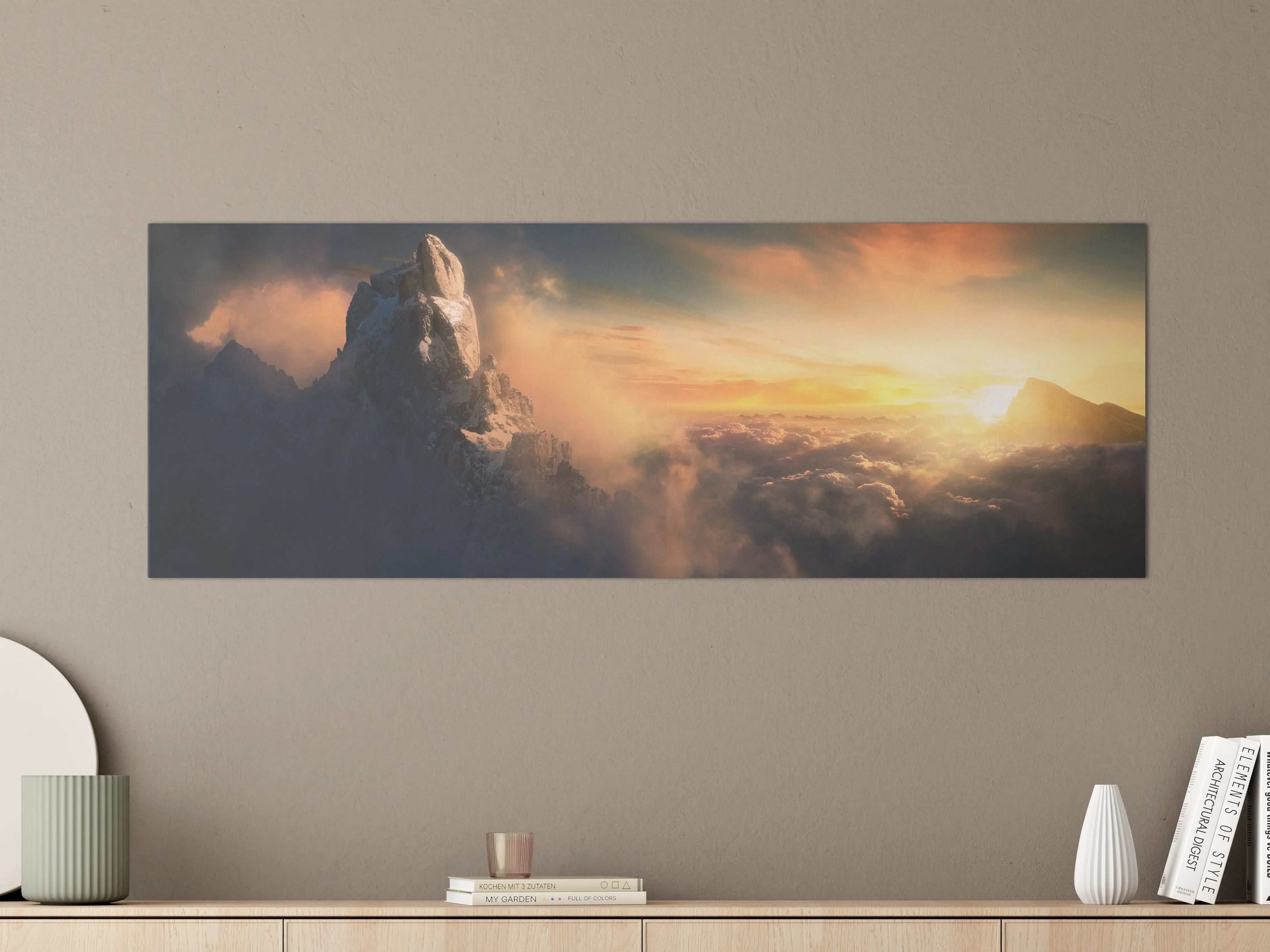 Große Wandbilder - Majestätische Bergwelt im Sonnenaufgang